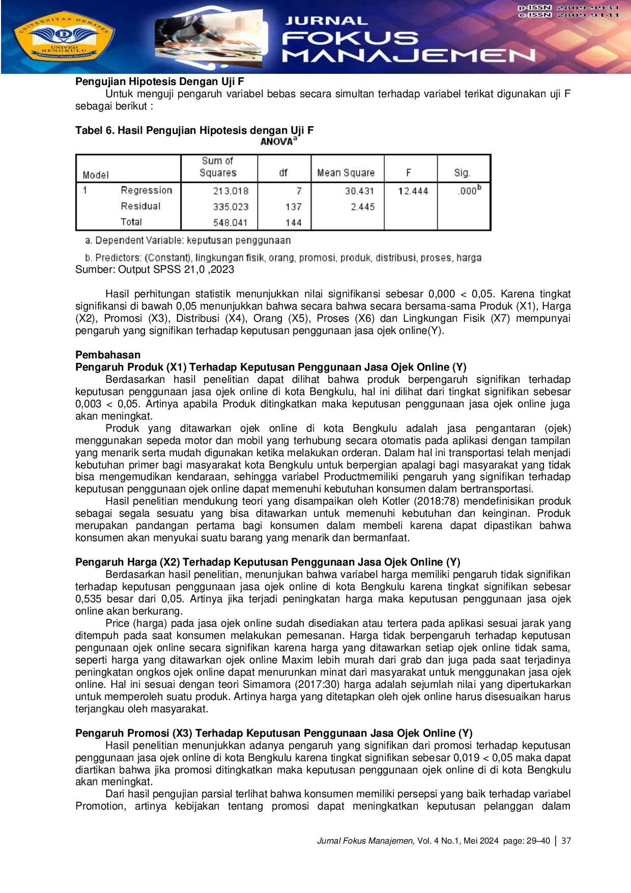 JURIS An Analysis Of Factors Affecting Users Decisions Of Online Ojek Services In Bengkulu City