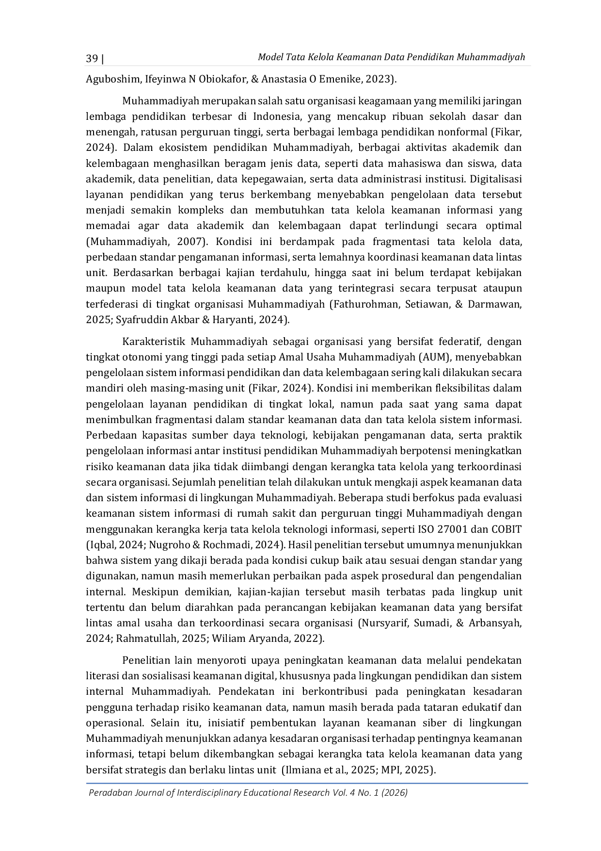 JURIS Model Tata Kelola Keamanan Data pada Ekosistem Pendidikan Muhammadiyah