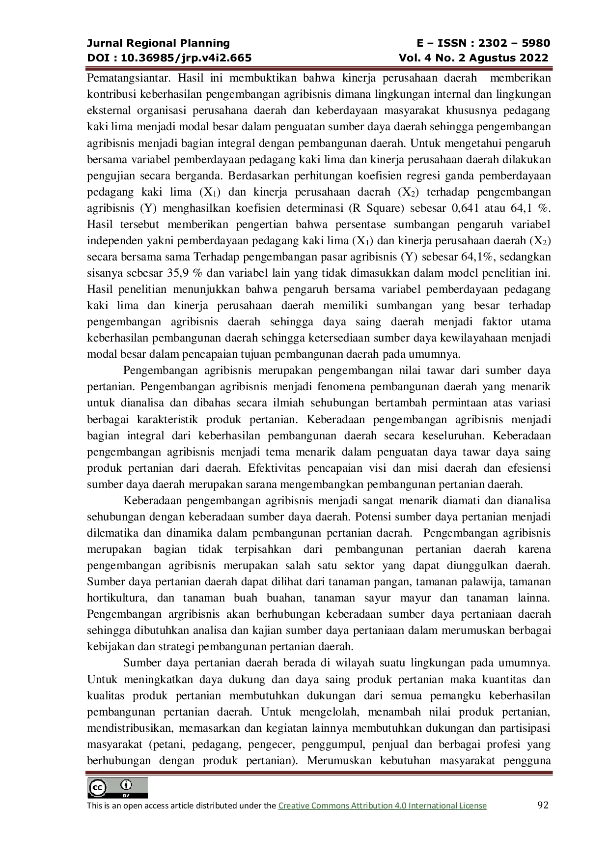 JURIS Pengaruh Pemberdayaan Pedagang Kaki Lima Dan Kinerja Perusahaan Daerah Terhadap Pengembangan Pasar Agribisnis Di Pasar Horas Kota Pematangsiantar