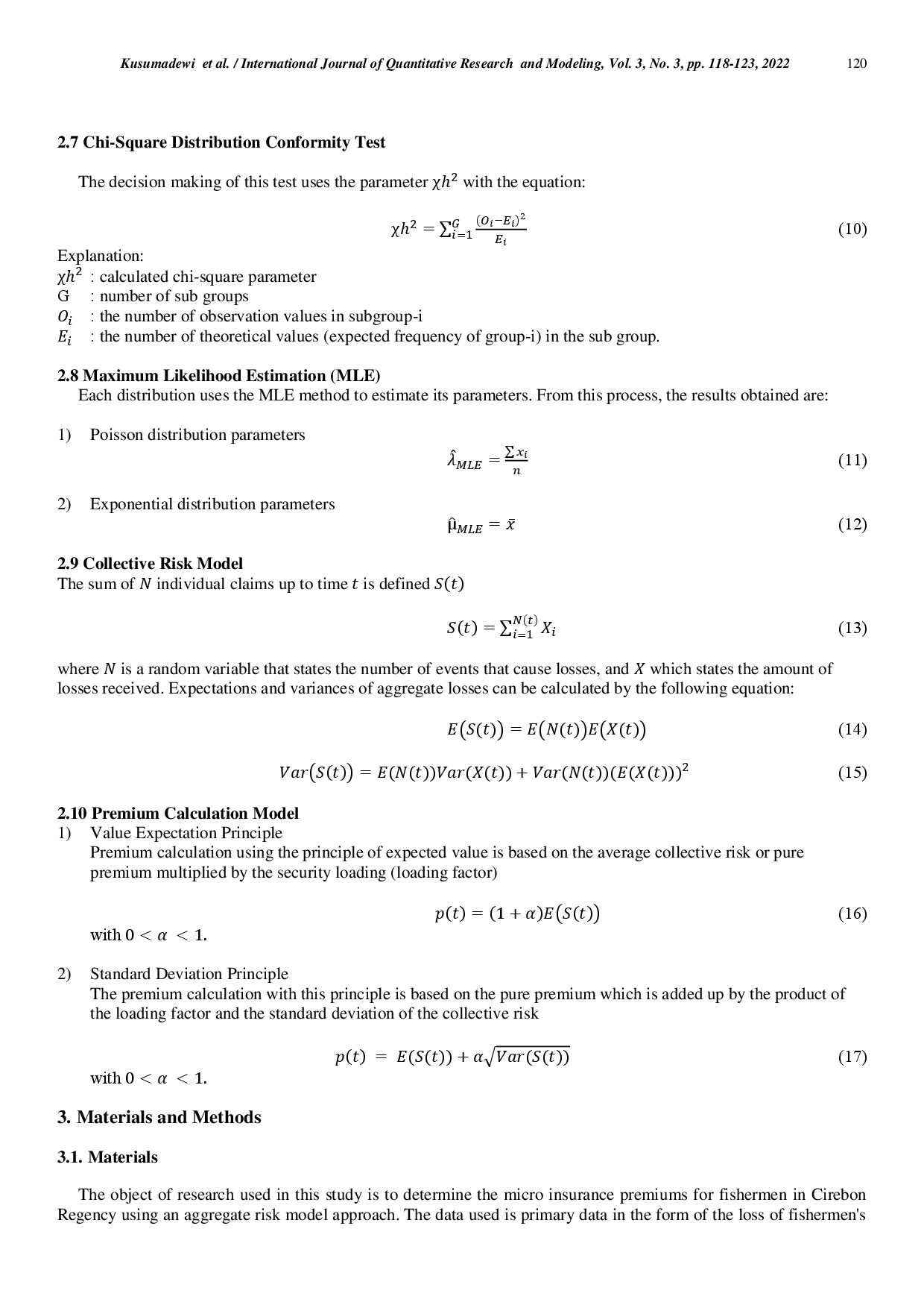 juris Determining the Price of Fisherman Micro Insurance Premiums Using the Aggregate Risk Model Approach in Cirebon Regency