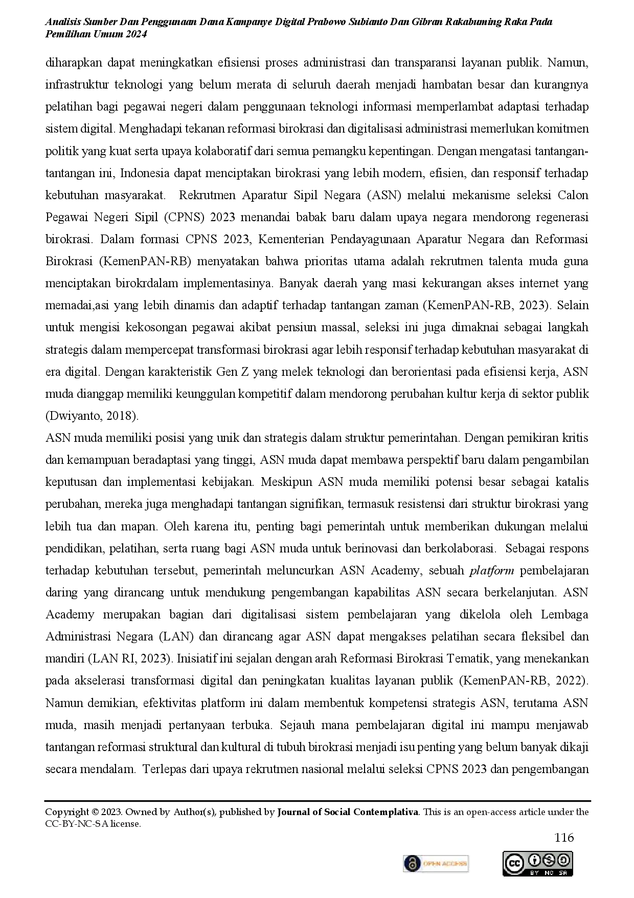 juris Reformasi Birokrasi Melalui Regenerasi Aparatur Sipil Negara Dalam Mewujudkan Birokrasi Yang Transformatif di Era Digital