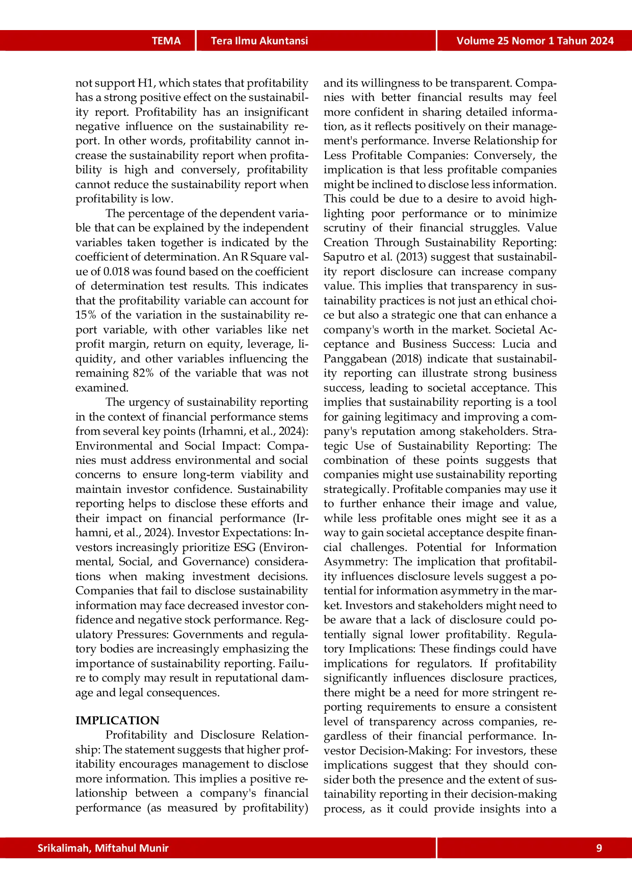 JURIS Sustainability Disclosure and Return on Assets An Analysis of LQ45 from 2020 to 2022