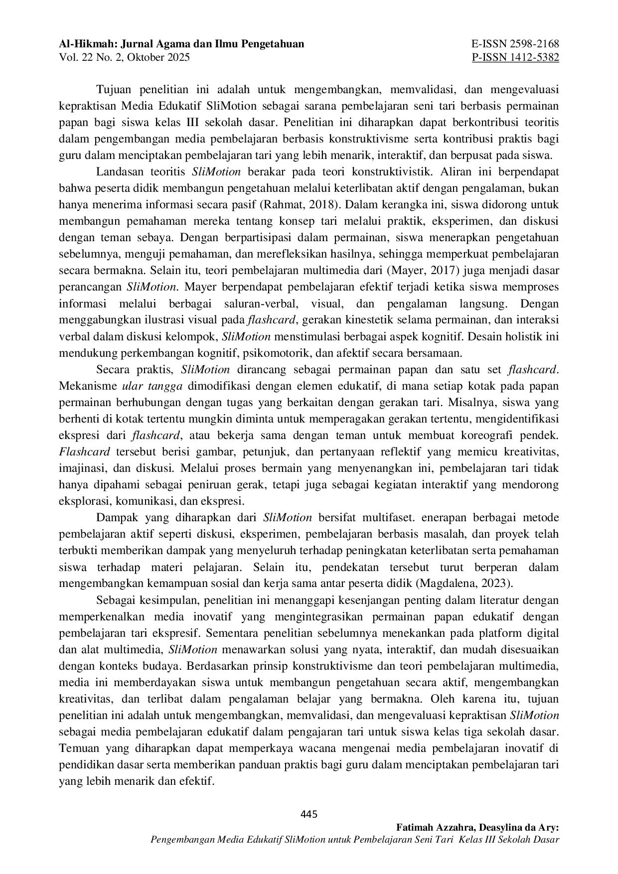 JURIS Pengembangan Media Edukatif SliMotion untuk Pembelajaran Seni Tari Kelas III Sekolah Dasar