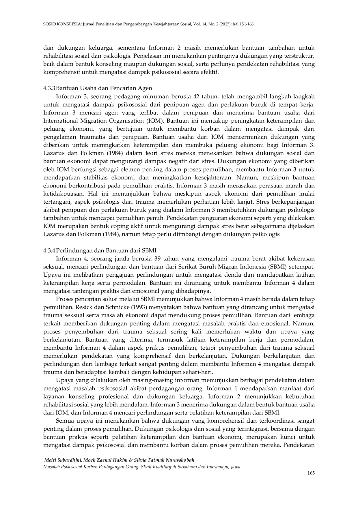 JURIS Masalah Psikososial Korban Perdagangan Orang Studi Kualitatif Di Sukabumi dan Indramayu Jawa Barat