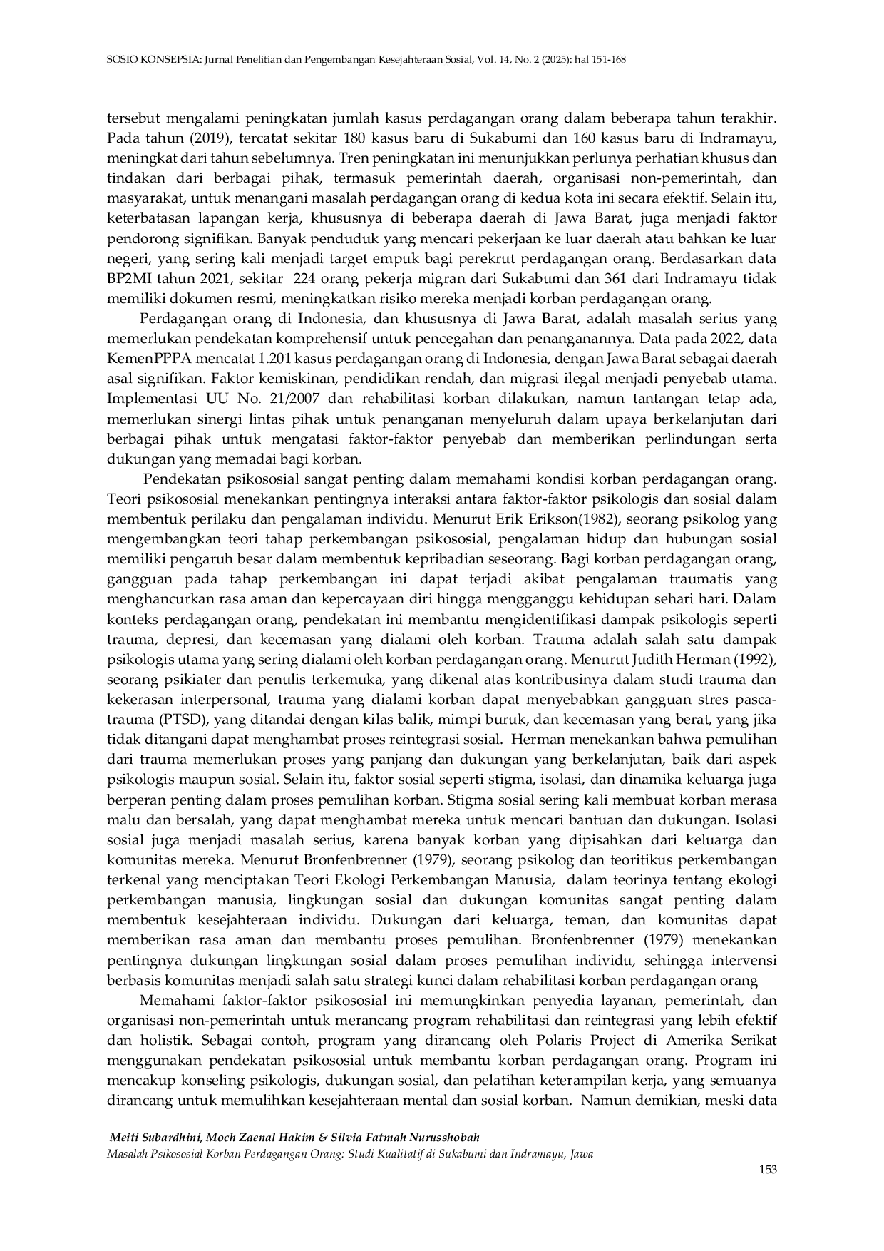 JURIS Masalah Psikososial Korban Perdagangan Orang Studi Kualitatif Di Sukabumi dan Indramayu Jawa Barat
