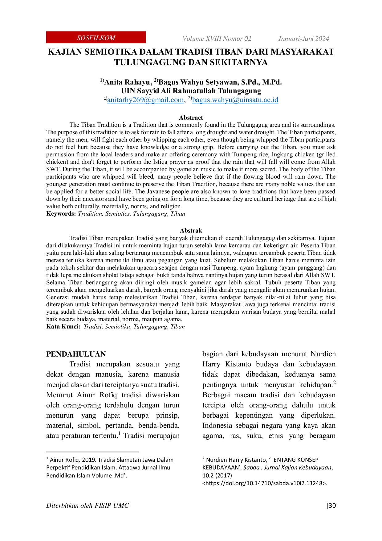 JURIS Kajian Semiotika dalam Tradisi Tiban dari Masyarakat Tulungagung dan Sekitarnya
