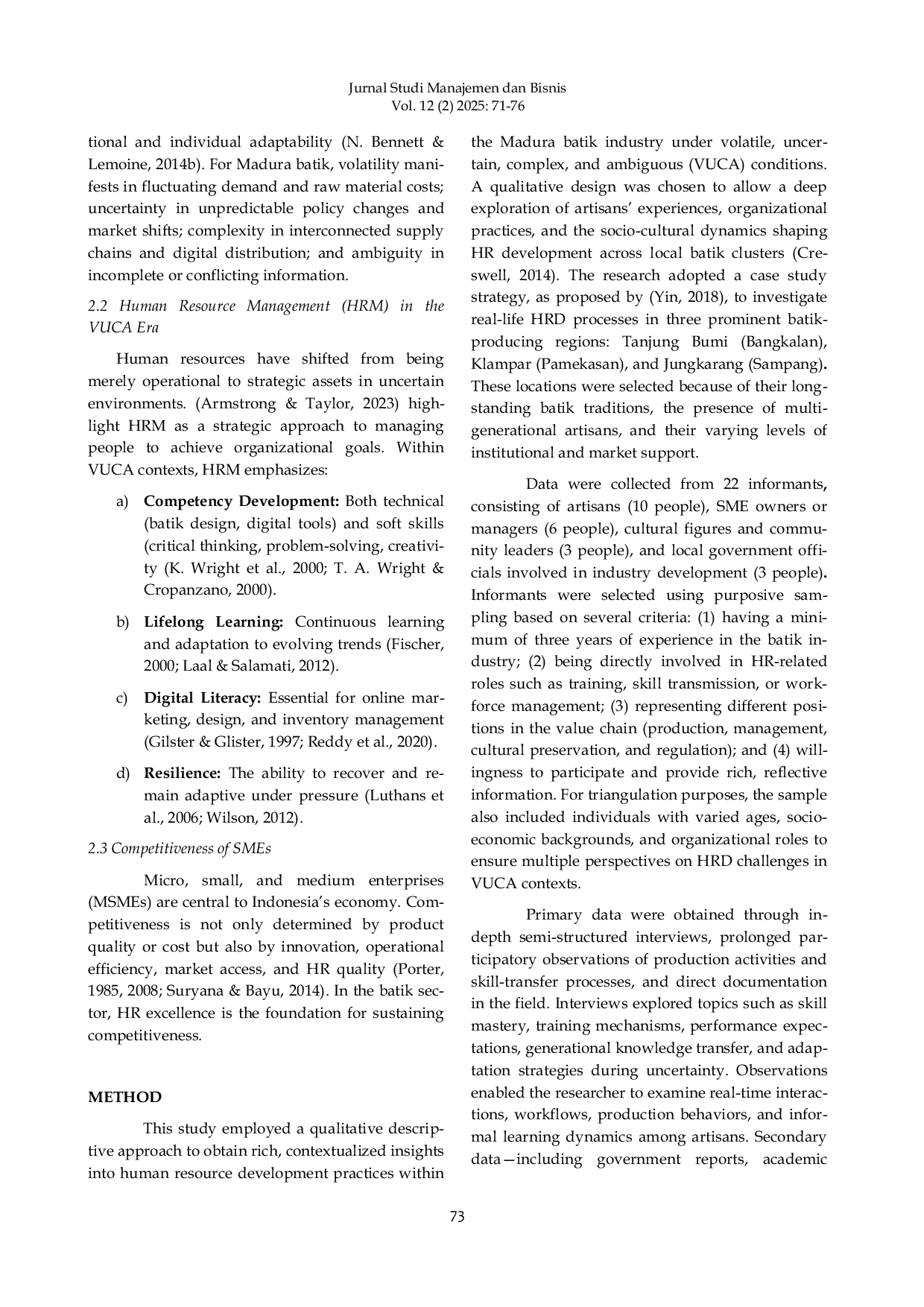 JURIS Transcending VUCA Challenges through the Development of Superior Human Resources for the Sustainability of Batik Madura