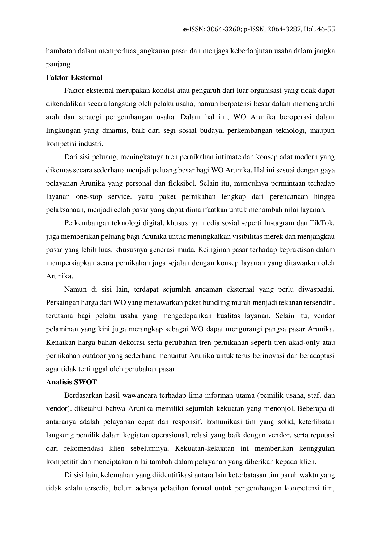 JURIS Strategi Pengembangan Usaha Wedding Organizer Arunika di Kota Padang