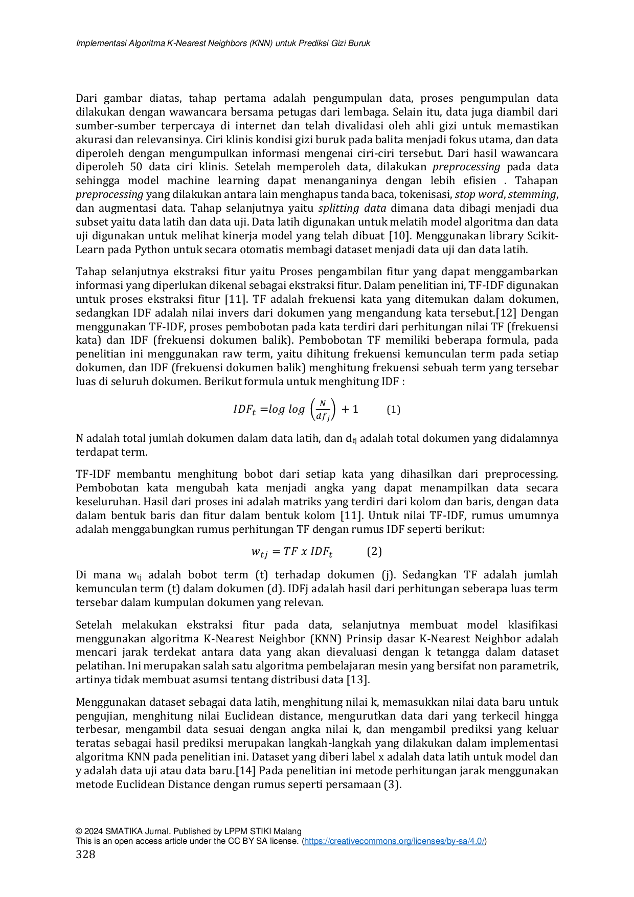 JURIS Implementasi Algoritma K Nearest Neighbors KNN Untuk Prediksi Gizi Buruk