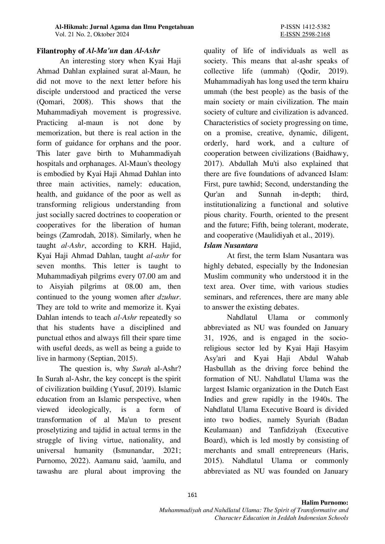 JURIS Muhammadiyah and Nahdlatul Ulama The Spirit of Transformative and Character Education in Jeddah Indonesian Schools