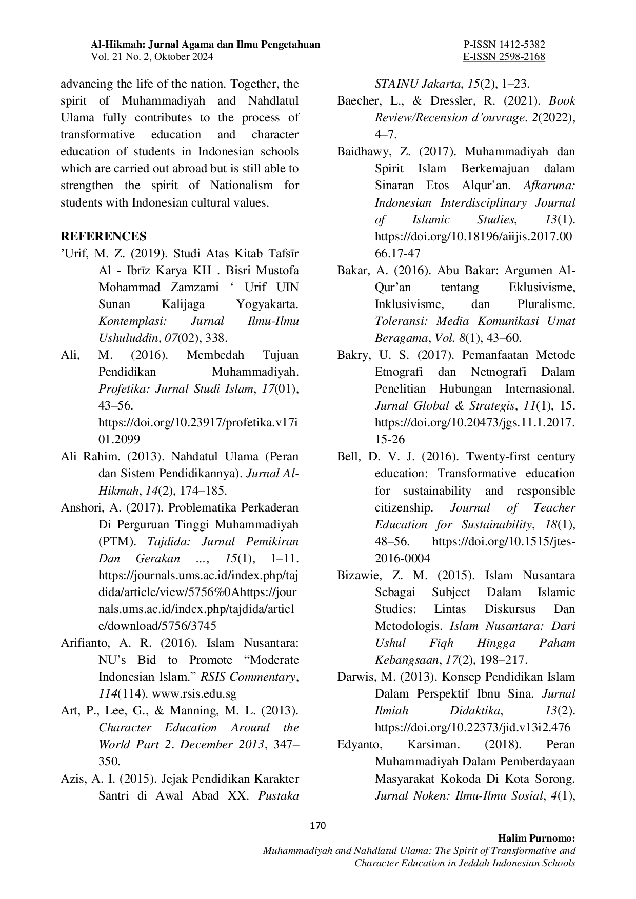 JURIS Muhammadiyah and Nahdlatul Ulama The Spirit of Transformative and Character Education in Jeddah Indonesian Schools