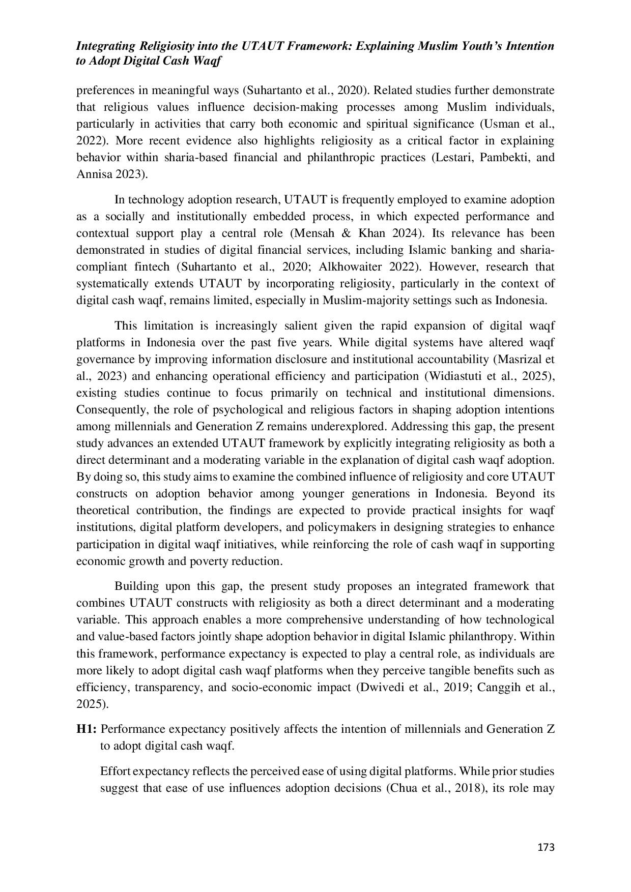 JURIS Integrating Religiosity into the UTAUT Framework Explaining Muslim Youth s Intention to Adopt Digital Cash Waqf