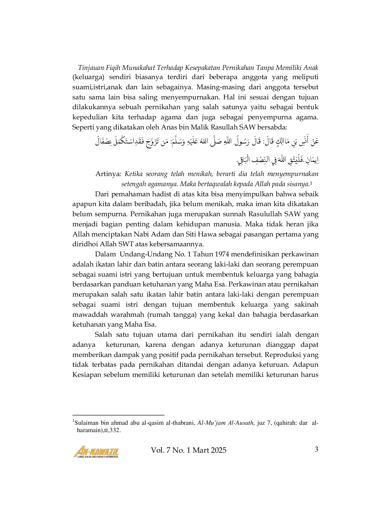 JURIS Tinjauan Fiqih Munakahat Terhadap Kesepakatan Pernikahan Tanpa Memiliki Anak Child Free