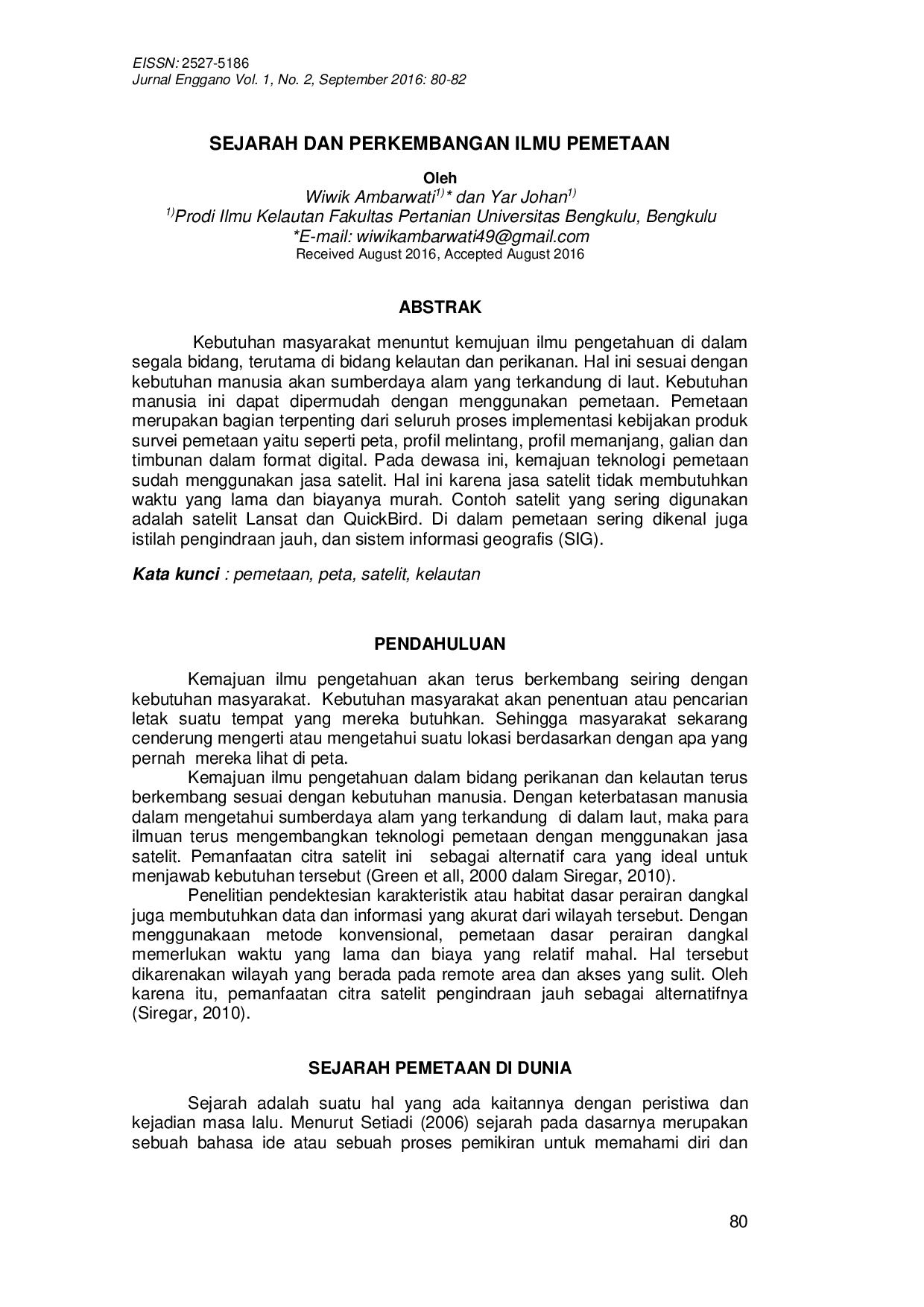 JURIS Sejarah Dan Perkembangan Ilmu Pemetaan