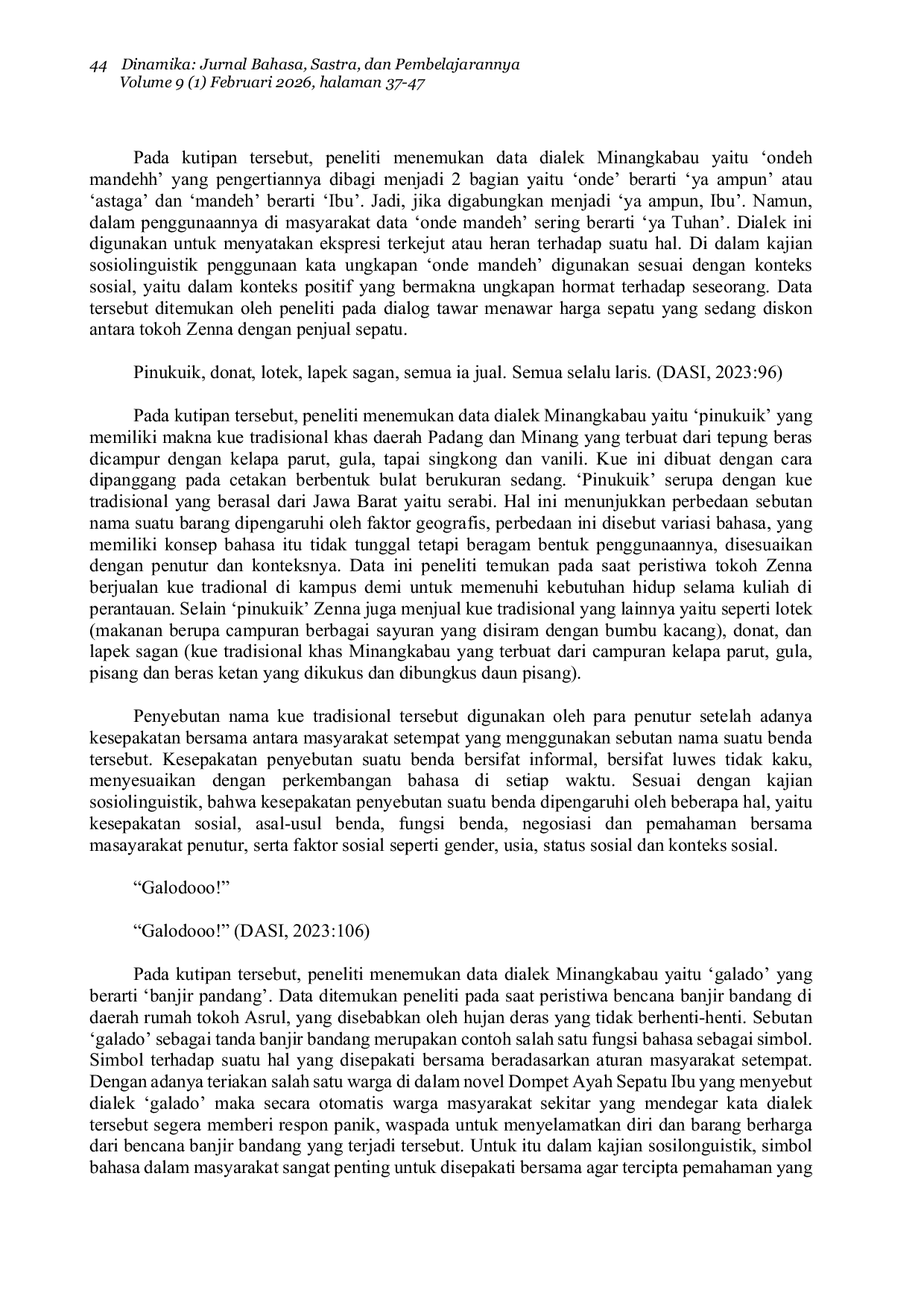 JURIS Dialek Minangkabau dalam Novel Dompet Ayah Sepatu Ibu karya J S Khairen