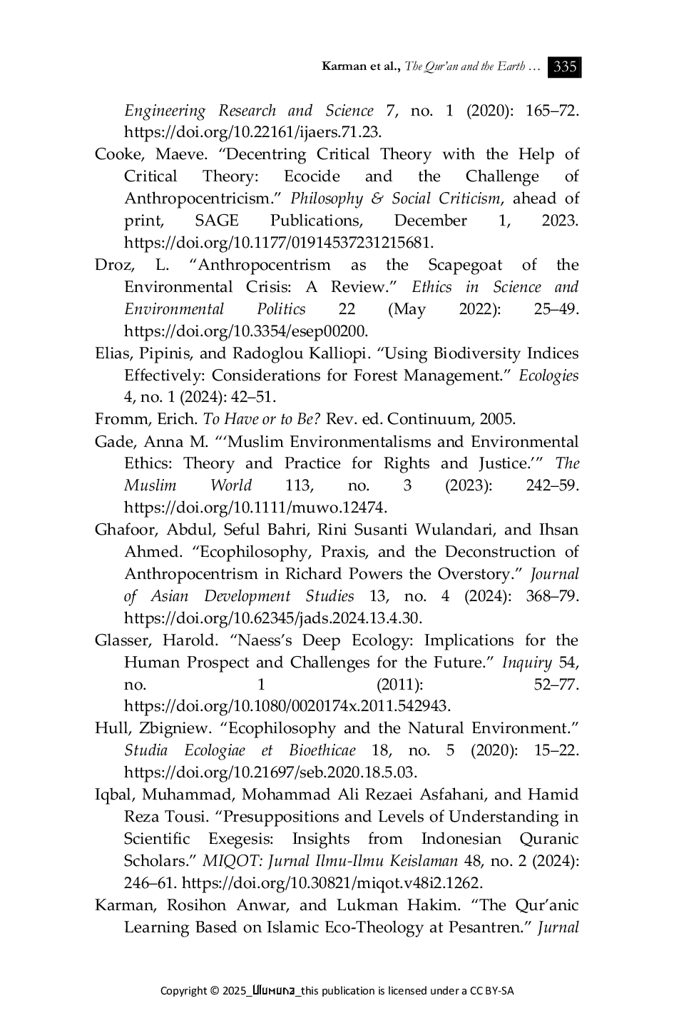 JURIS The Qur an and the Earth Qur anic Reception Among Pesantren Residents toward Environmental Conservation