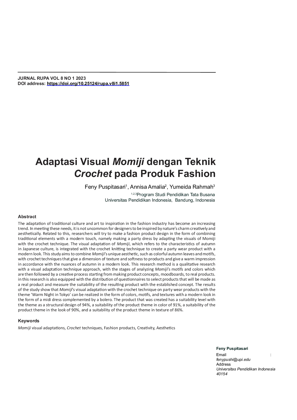 JURIS Adaptasi Visual Momiji dengan Teknik Crochet pada Produk Fashion