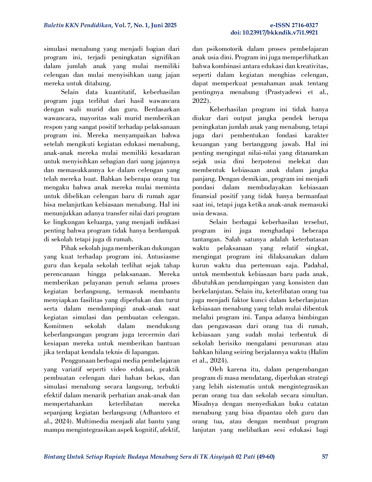 JURIS Bintang Untuk Setiap Rupiah Budaya Menabung Seru di TK Aisyiyah 02 Pati