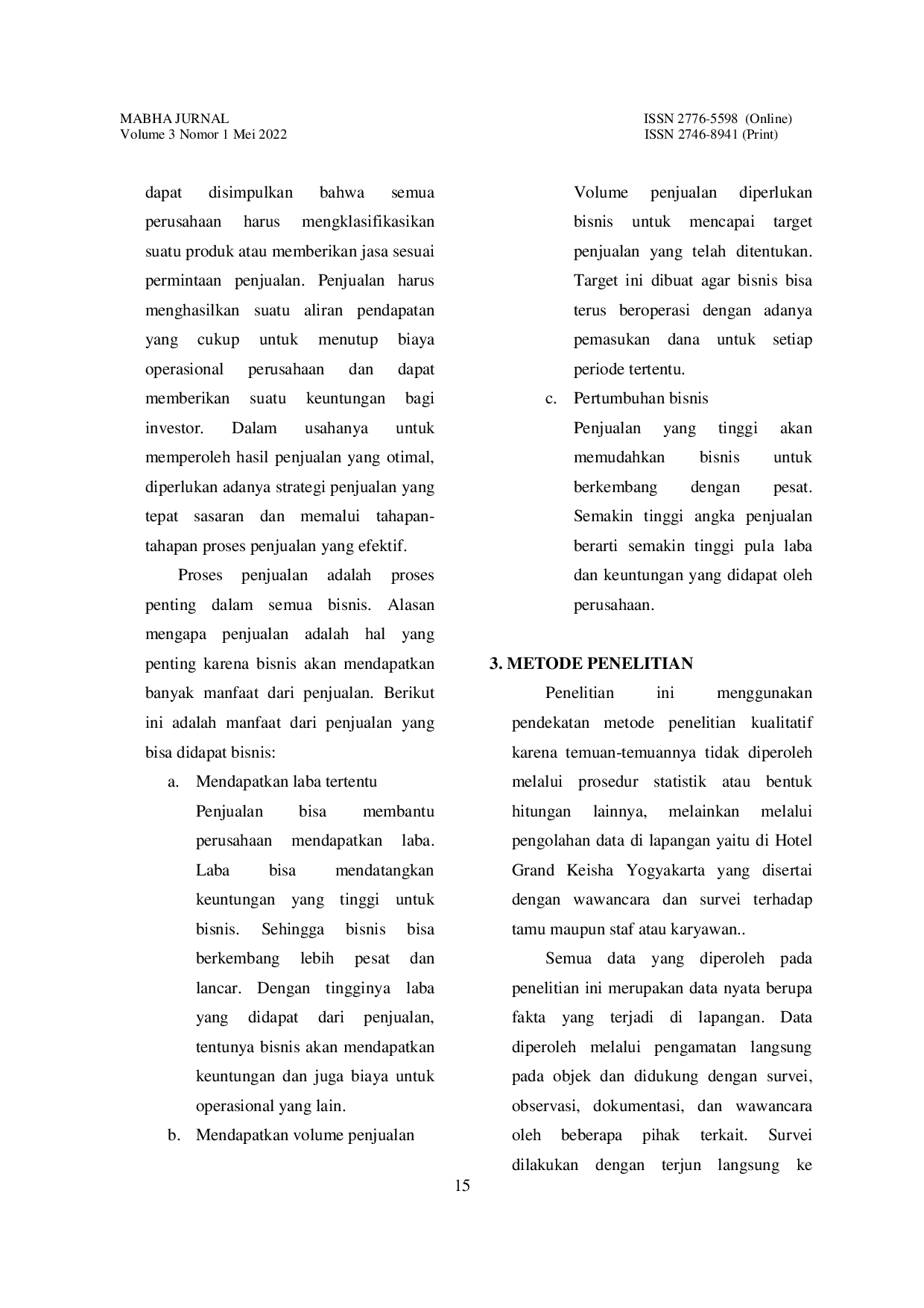 JURIS Upaya Meningkatkan Kinerja Waiter Atau Waitress Dalam Menunjang Keberhasilan Operasional Food And Beverage Service Terhadap Penjualan Di Hotel Grand Keisha Yogyakarta