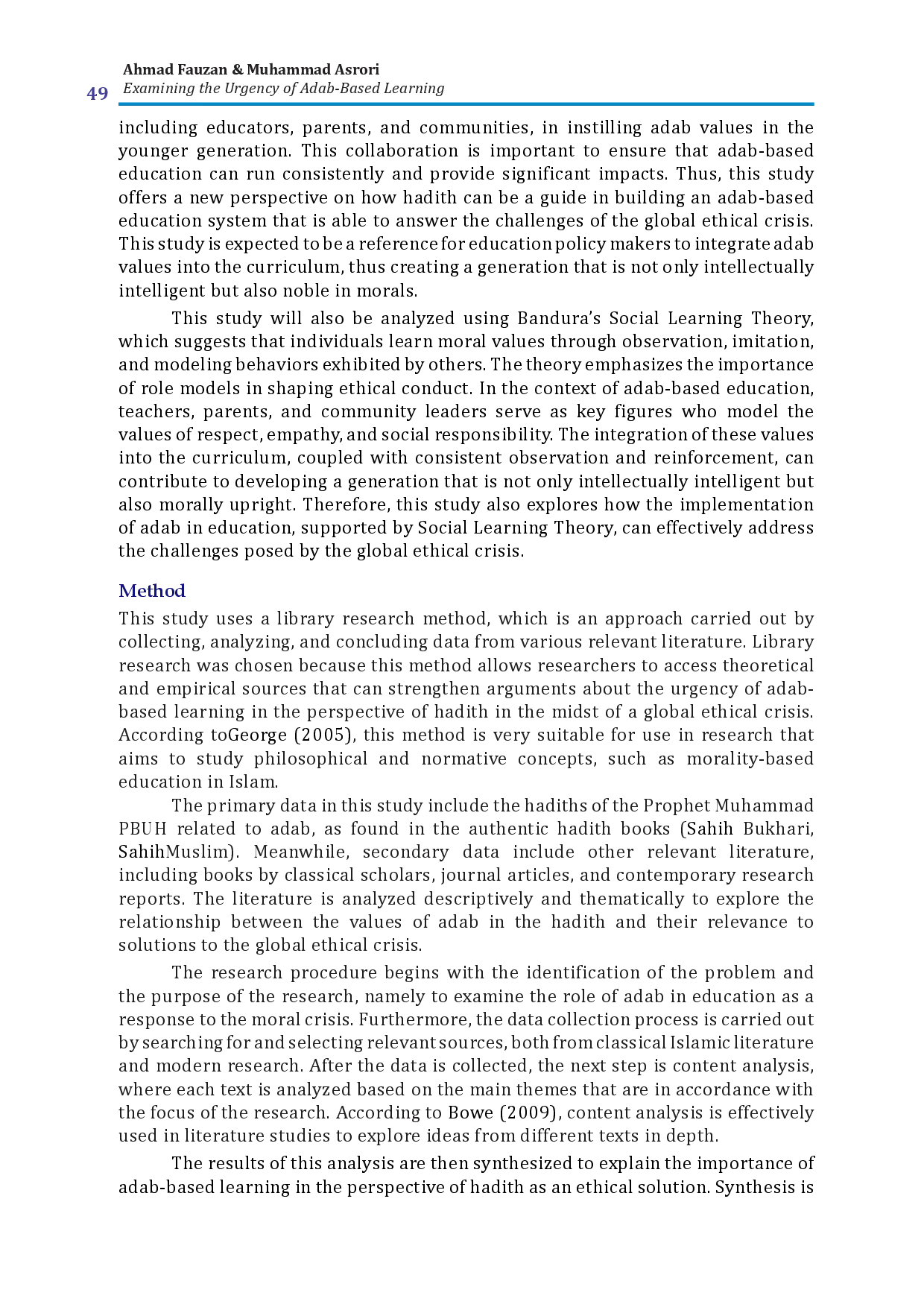 JURIS Examining the Urgency of Adab Based Learning
