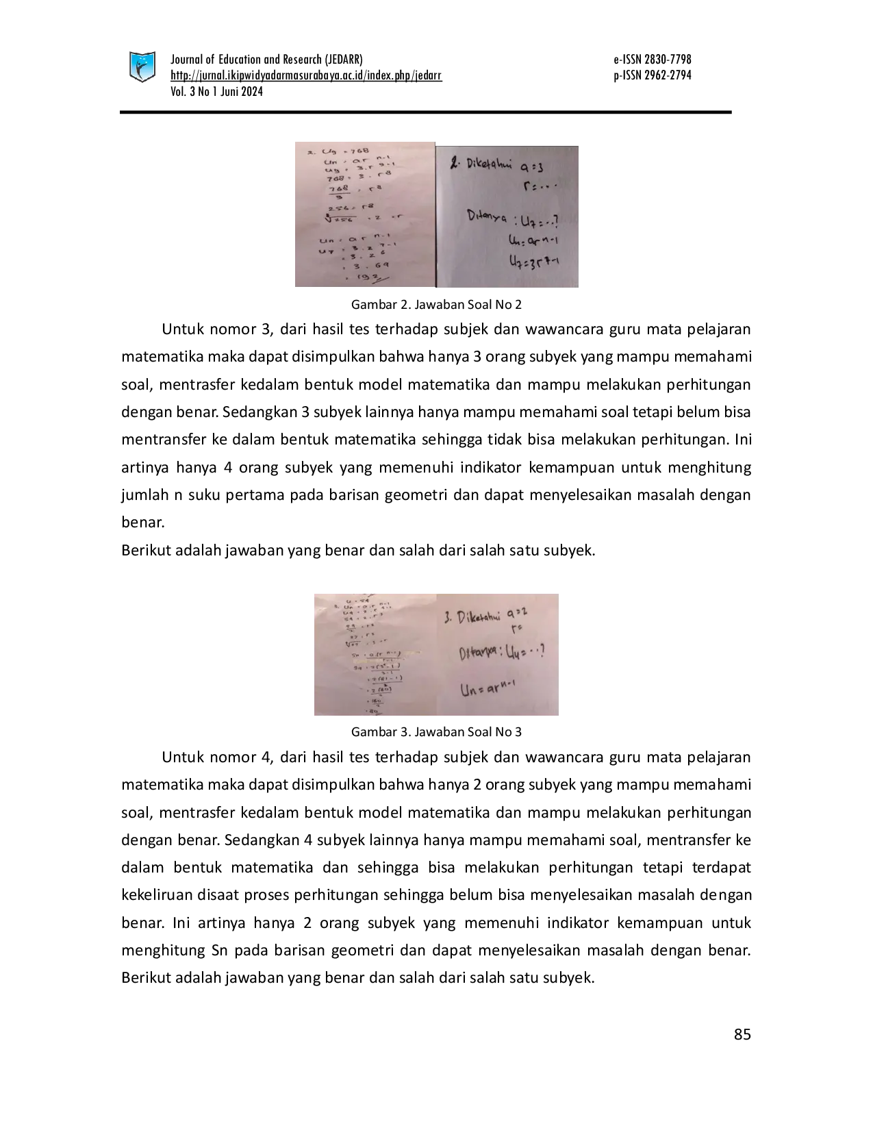 JURIS Analisis Kemampuan Matematika Siswa Dalam Menyelesaikan Soal Cerita Pada Materi Barisan Dan Deret Geometri