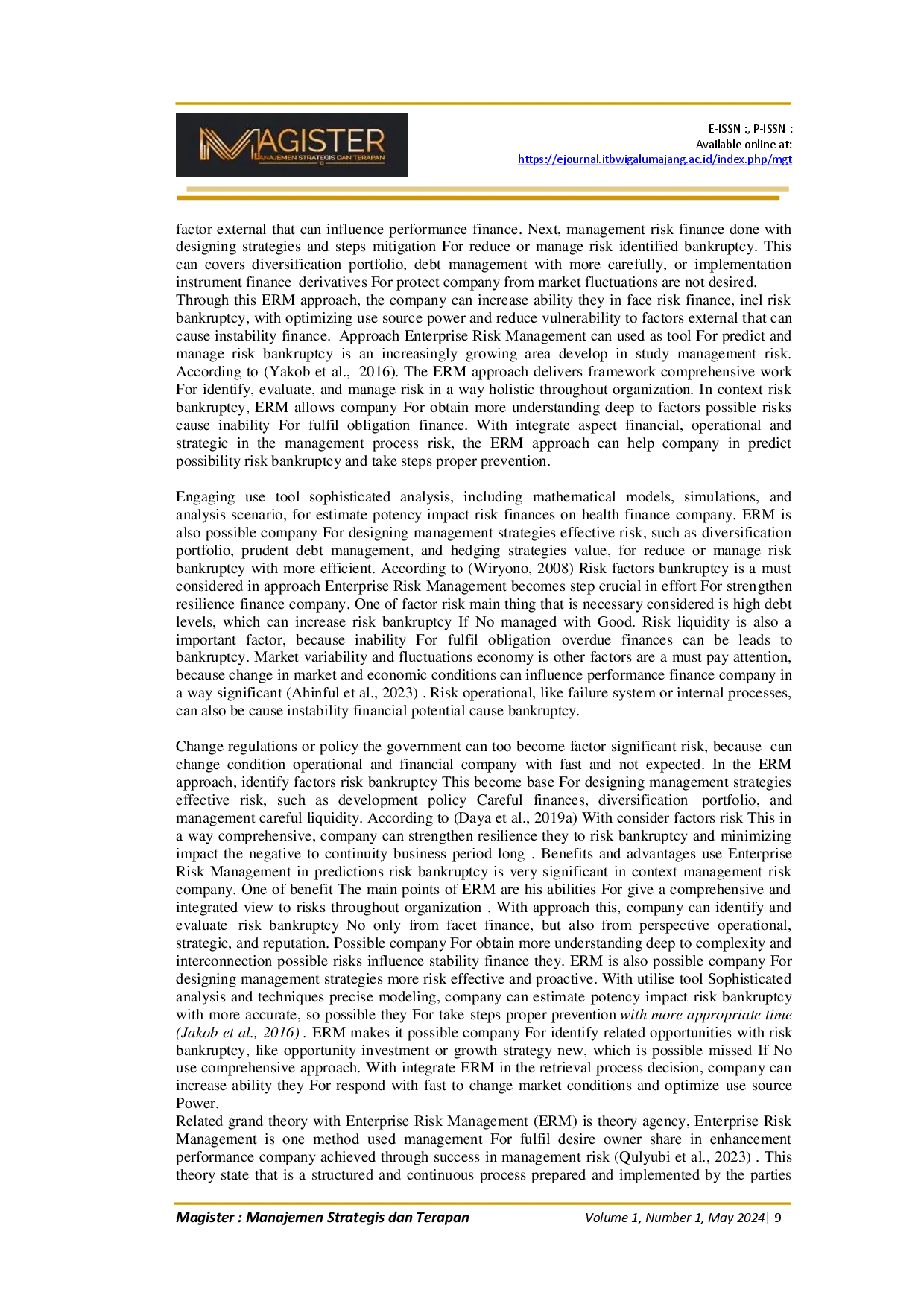 juris Bankruptcy Prediction A Literature Review Of Enterprise Risk Management ERM Approaches Financial Management Review