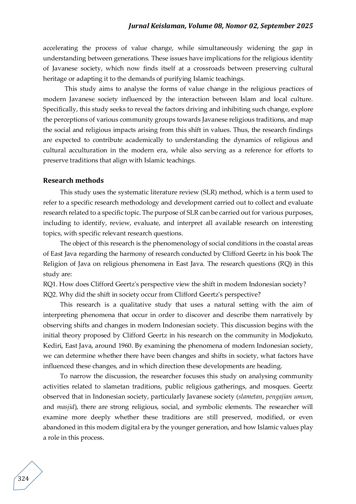 JURIS Islam and Local Culture Shifthing Values of Religious Practices Among Modern Javanese Society