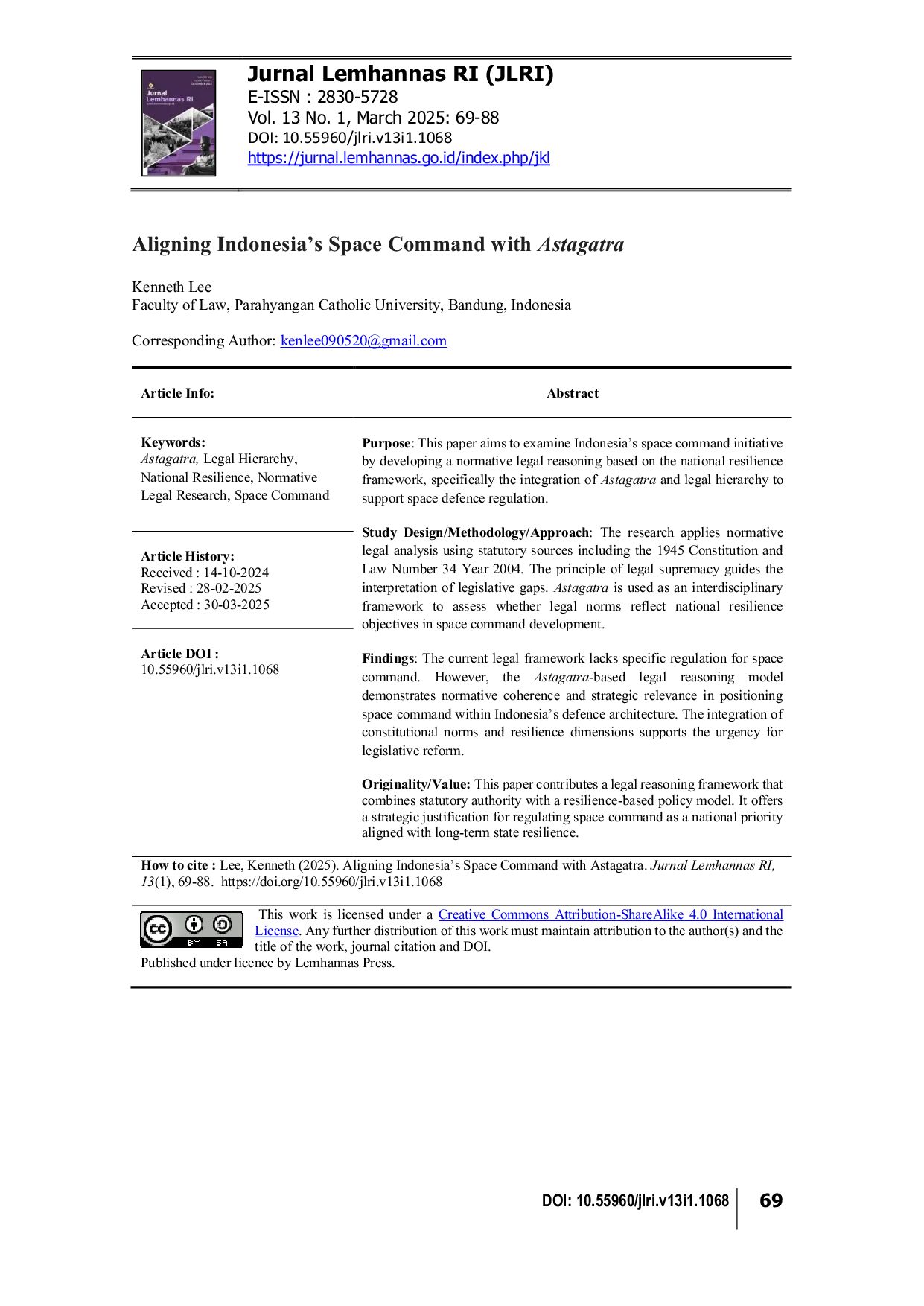JURIS Aligning Indonesia s Space Command with Astagatra