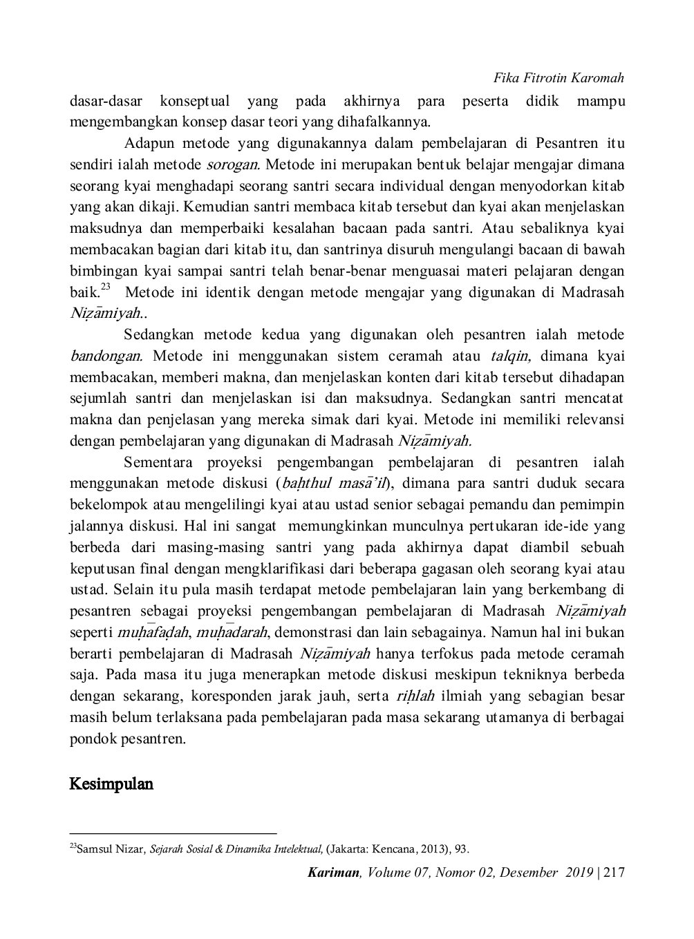 JURIS Relevansi Pembelajaran Di Madrasah Nizamiyah Dengan Pembelajaran Pada Masa Sekarang