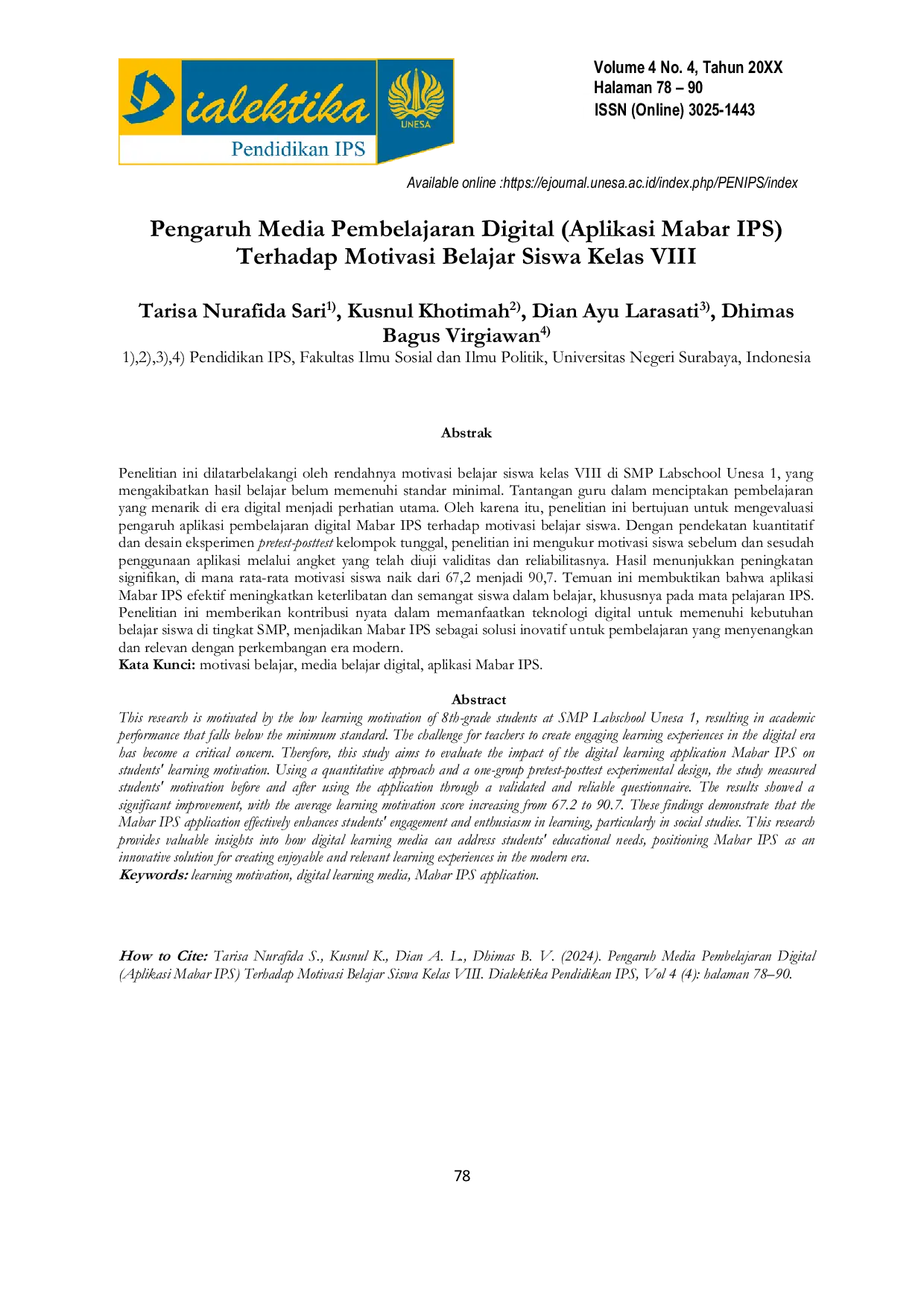 JURIS Pengaruh Media Pembelajaran Digital Aplikasi Mabar IPS Terhadap Motivasi Belajar Siswa Kelas VIII