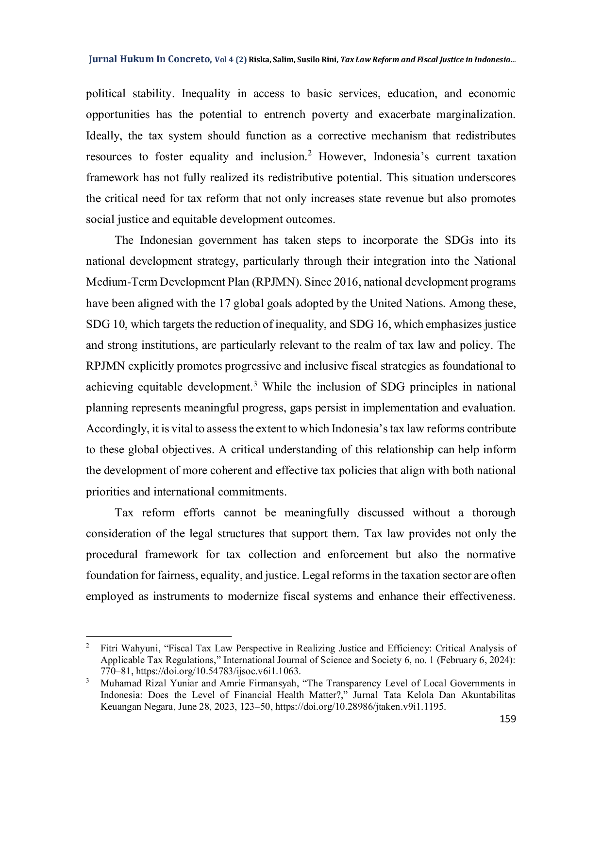 JURIS Tax Law Reform and Fiscal Justice in Indonesia A Legal Approach Toward the Sustainable Development Goals