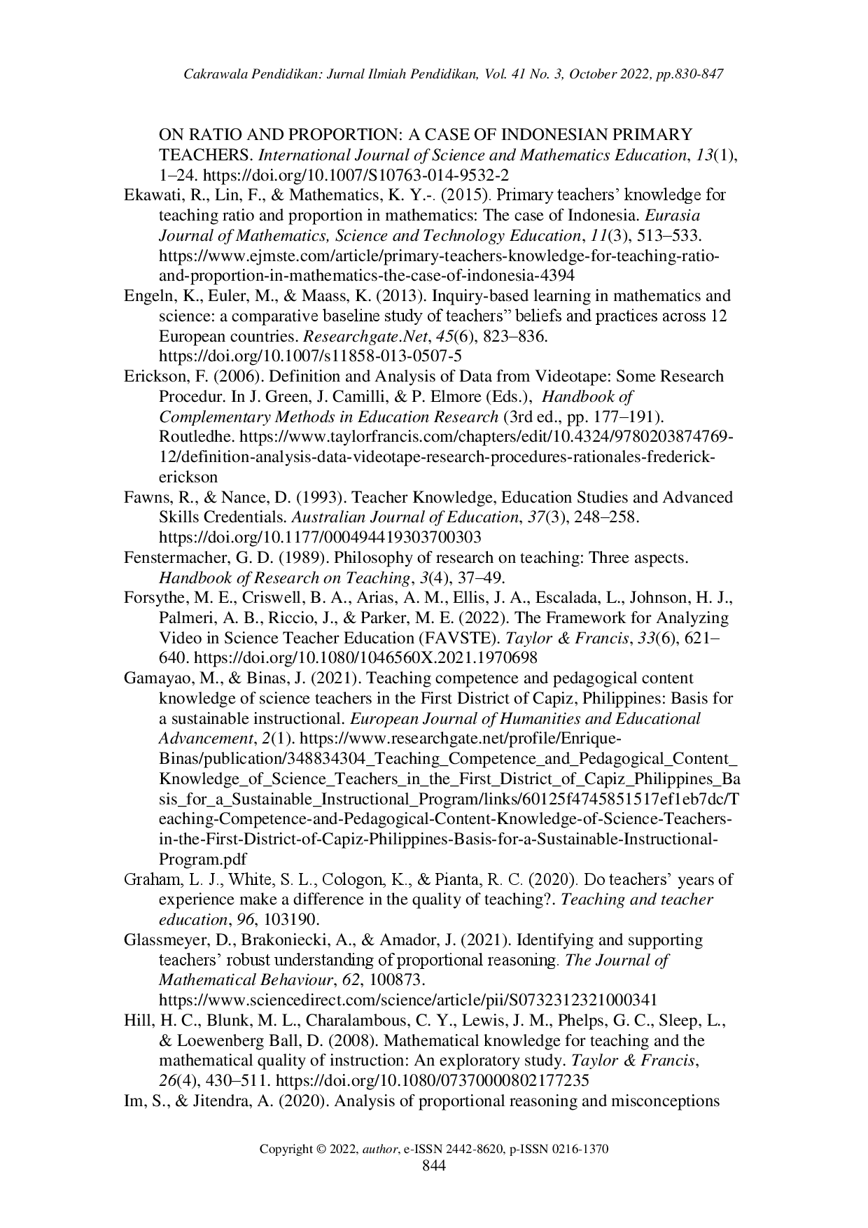 juris Investigating teachers mathematics pedagogical content knowledge on ratio and proportion Does it exist in teaching