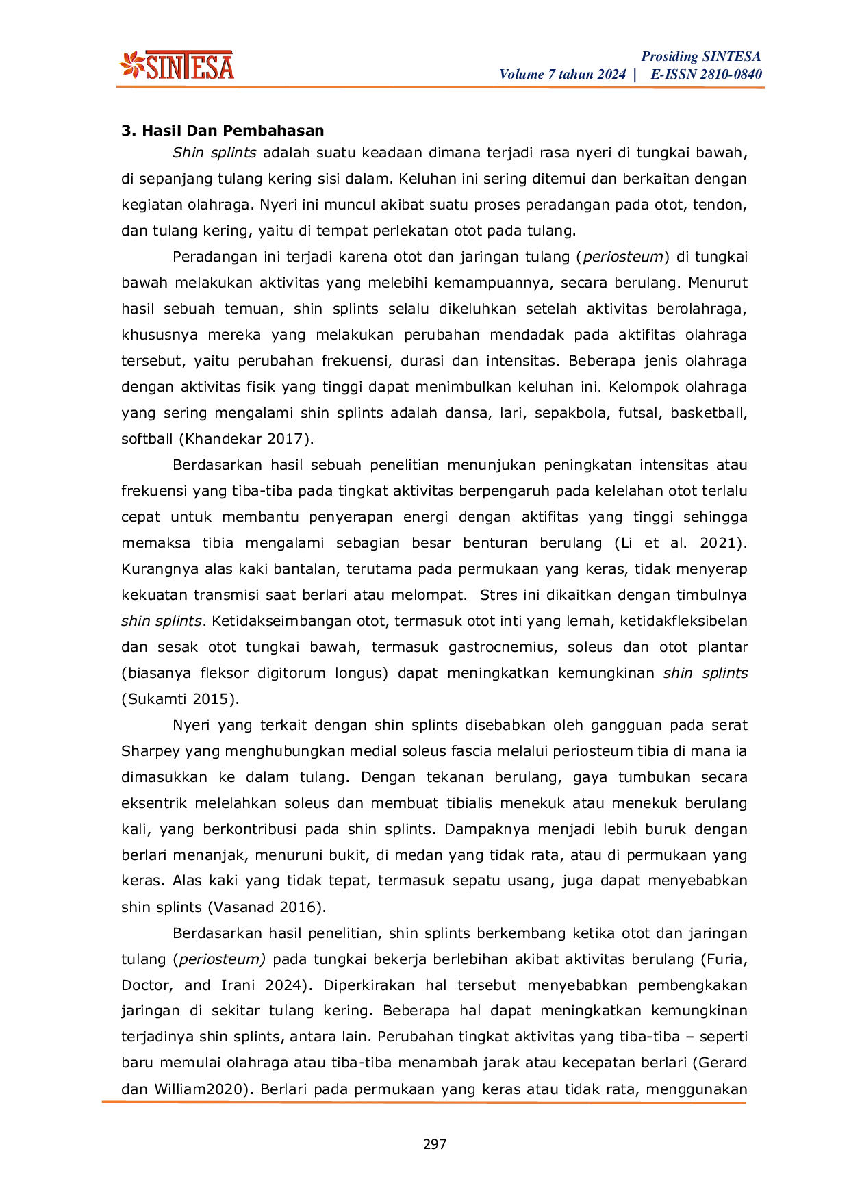 JURIS Penatalaksanaan Fisioterapi pada Kasus Shin Splint pada Atlet Basket