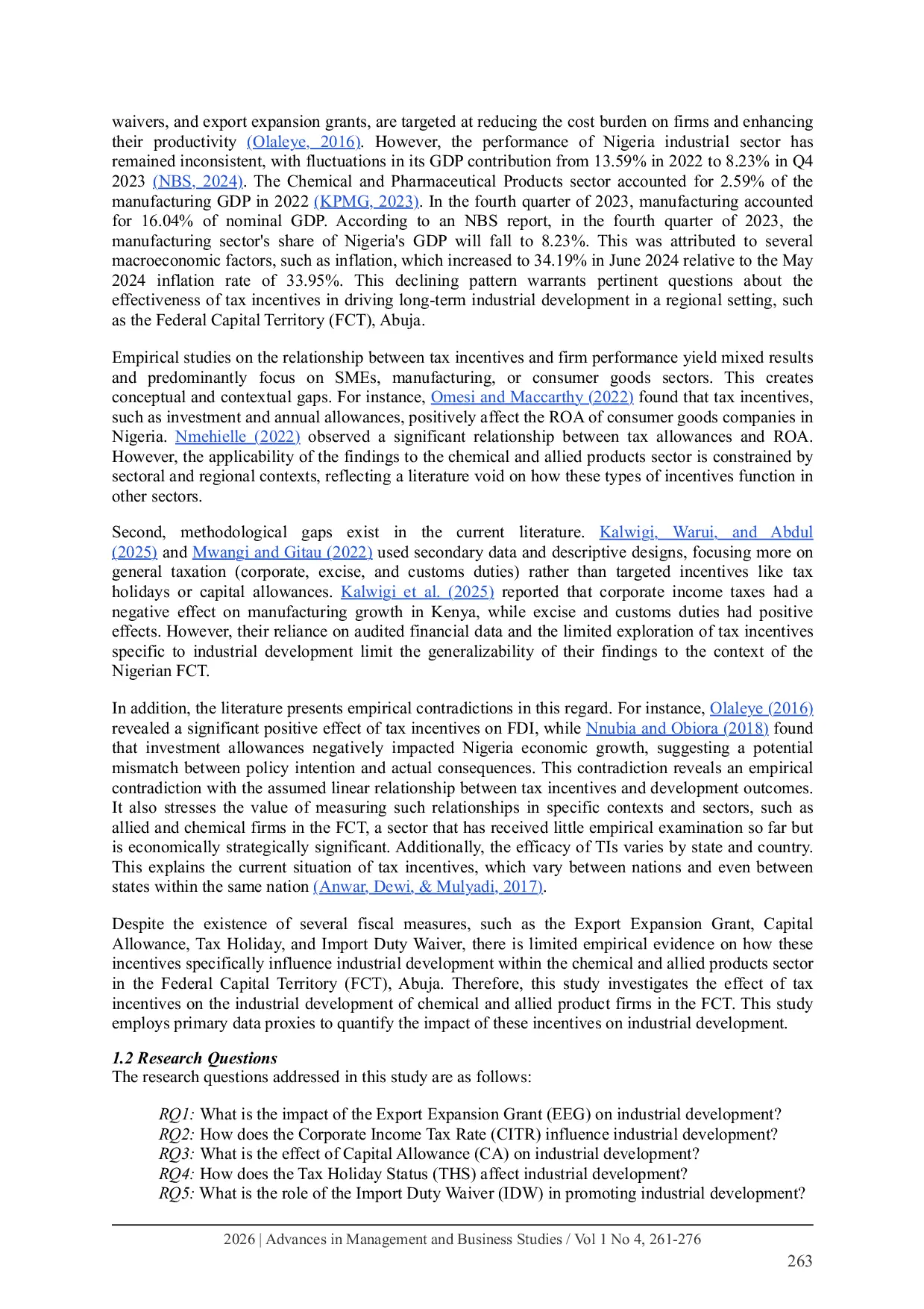 JURIS Tax Incentives and Industrial Development of Chemical and Allied Product Firms in Nigeria