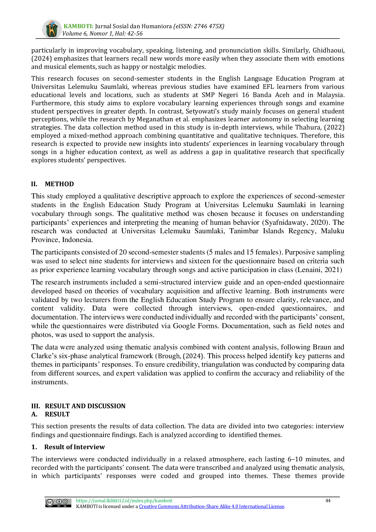 JURIS Exploring College Student Vocabulary Acquisition Through Songs