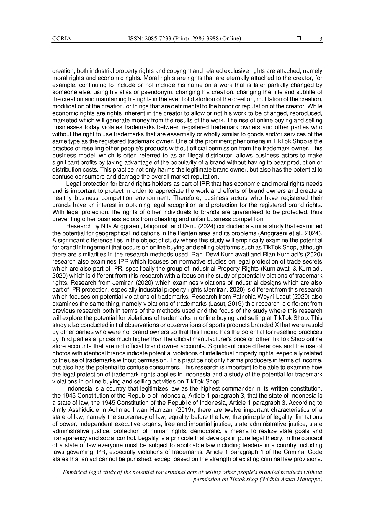 JURIS Empirical legal study of the potential for criminal acts of selling other people s branded products without permission on Tiktok shop