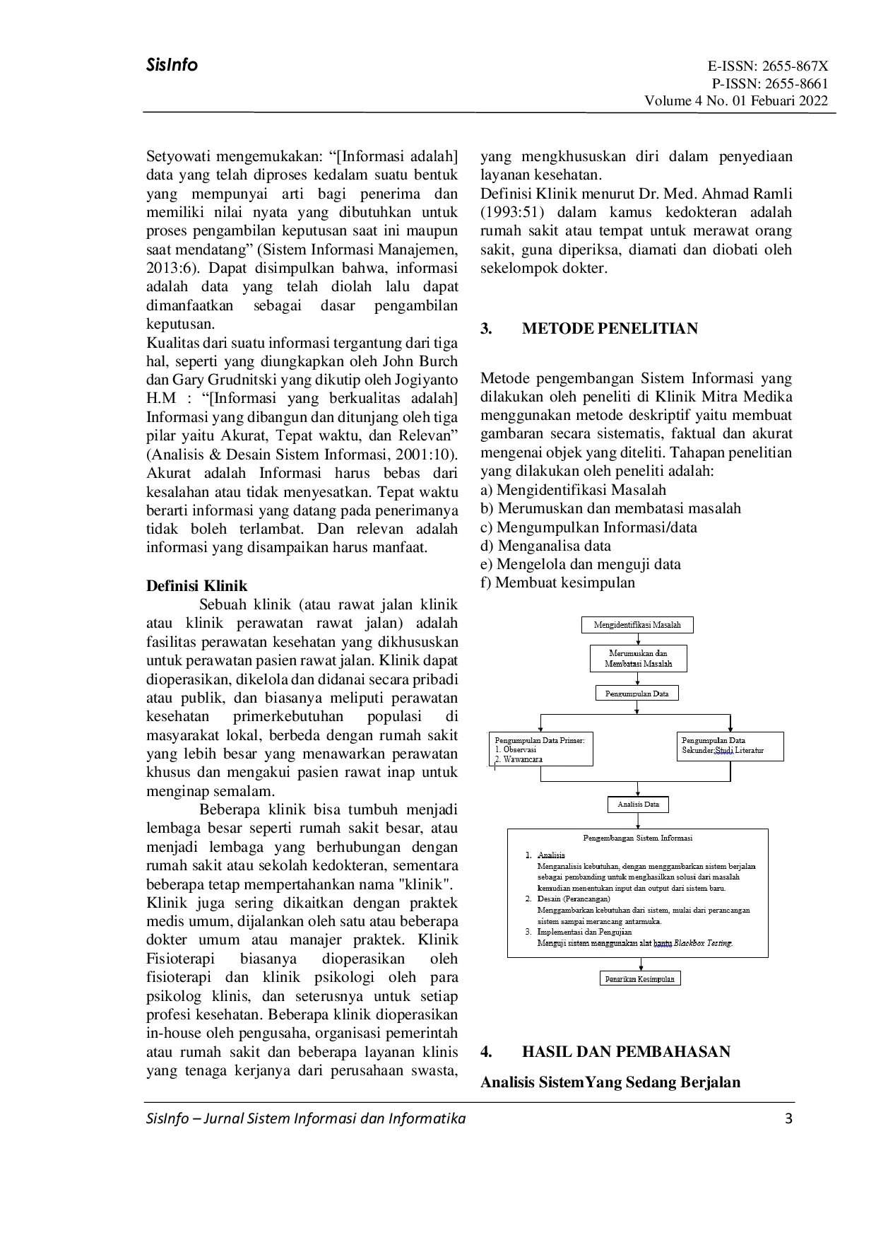 JURIS Sistem Informasi Kunjungan Pasien pada Klinik Mitra Medika