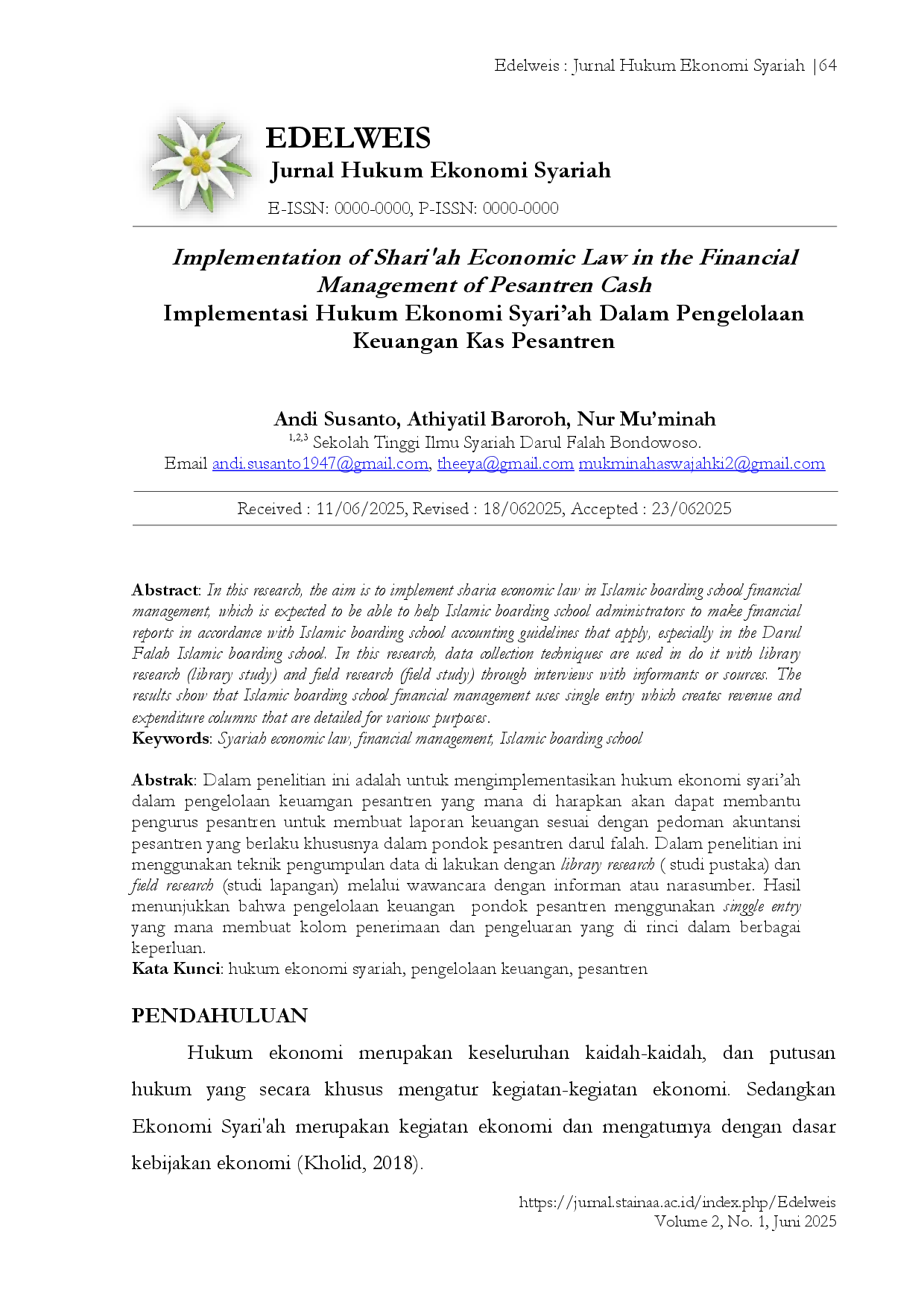 juris Implementasi Hukum Ekonomi Syari ah Dalam Pengelolaan Keuangan Kas Pesantren