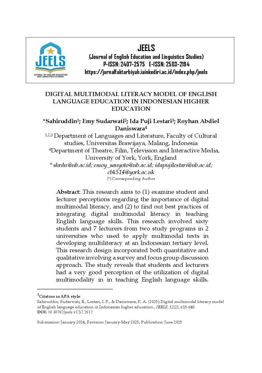 juris Digital Multimodal Literacy Model of English Language Education in Indonesian Higher Education