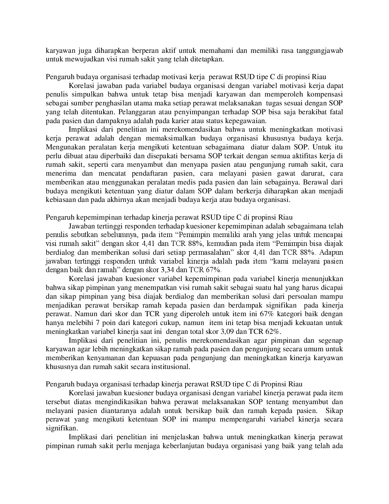 juris Analisis kinerja pada perawat RSUD Tipe C di Propinsi Riau