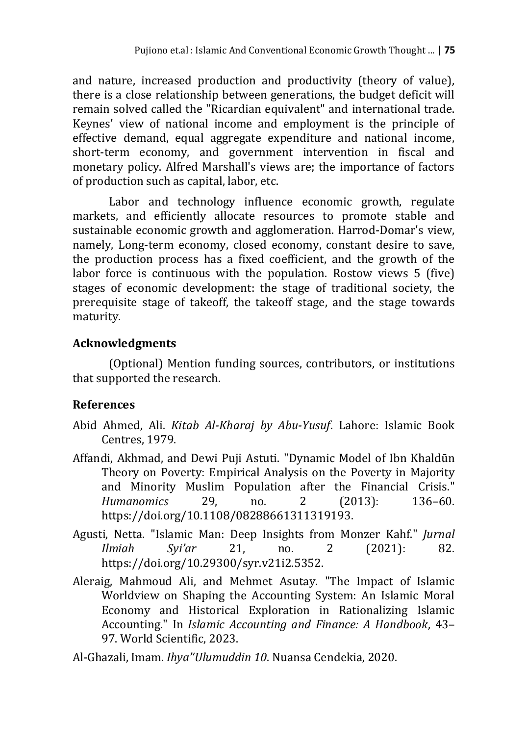 JURIS Islamic And Conventional Economic Growth Thought Ab Ysuf Ab Ubaid Al GhazAli Ibn Khaldn Asy Syatibi Monzer Khaf Adam Smith David Ricardo J M Keynes Alfred Marshall W W Rostow