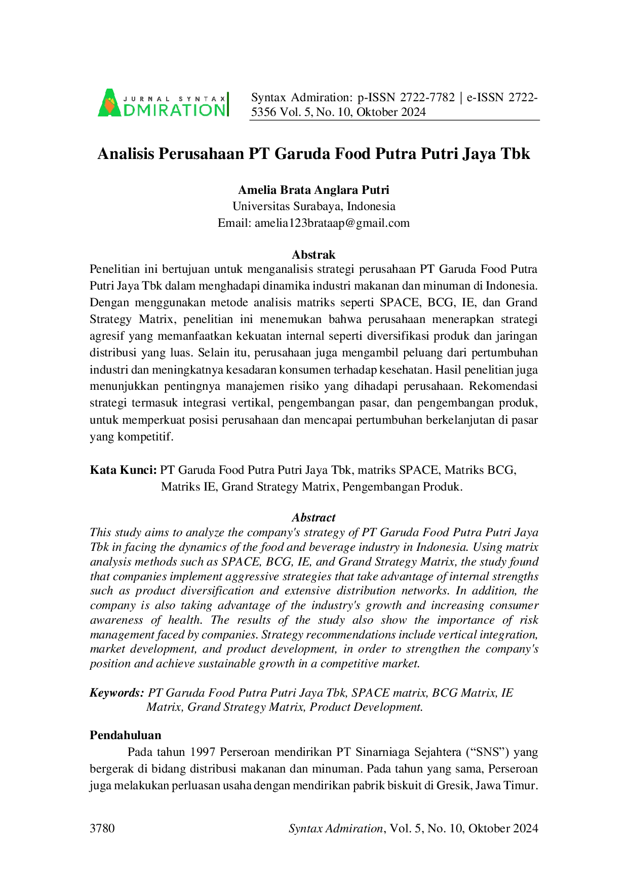 JURIS Analisis Perusahaan PT Garuda Food Putra Putri Jaya Tbk