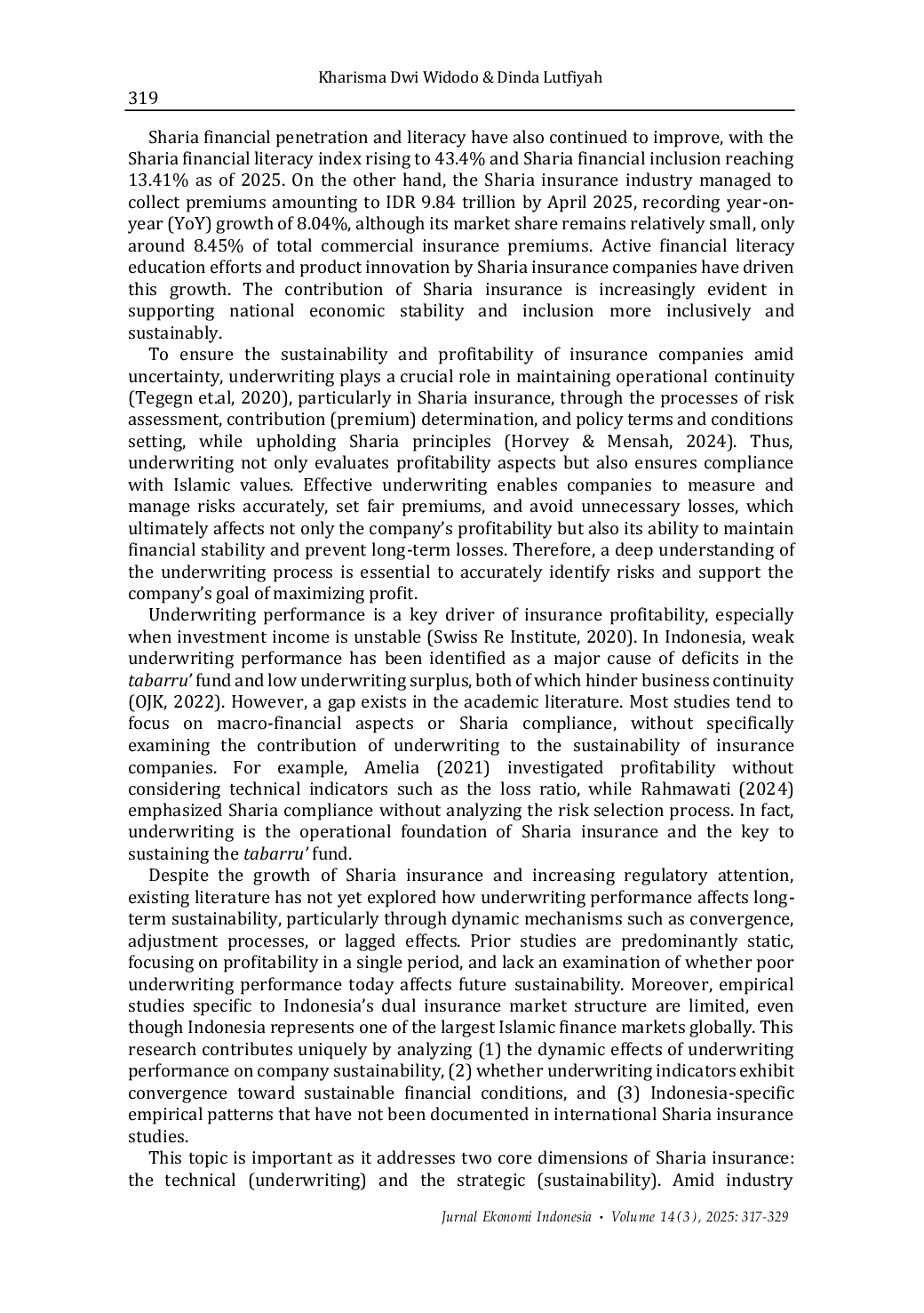 JURIS Underwriting performance Foreseeing the future of sharia insurance in Indonesia