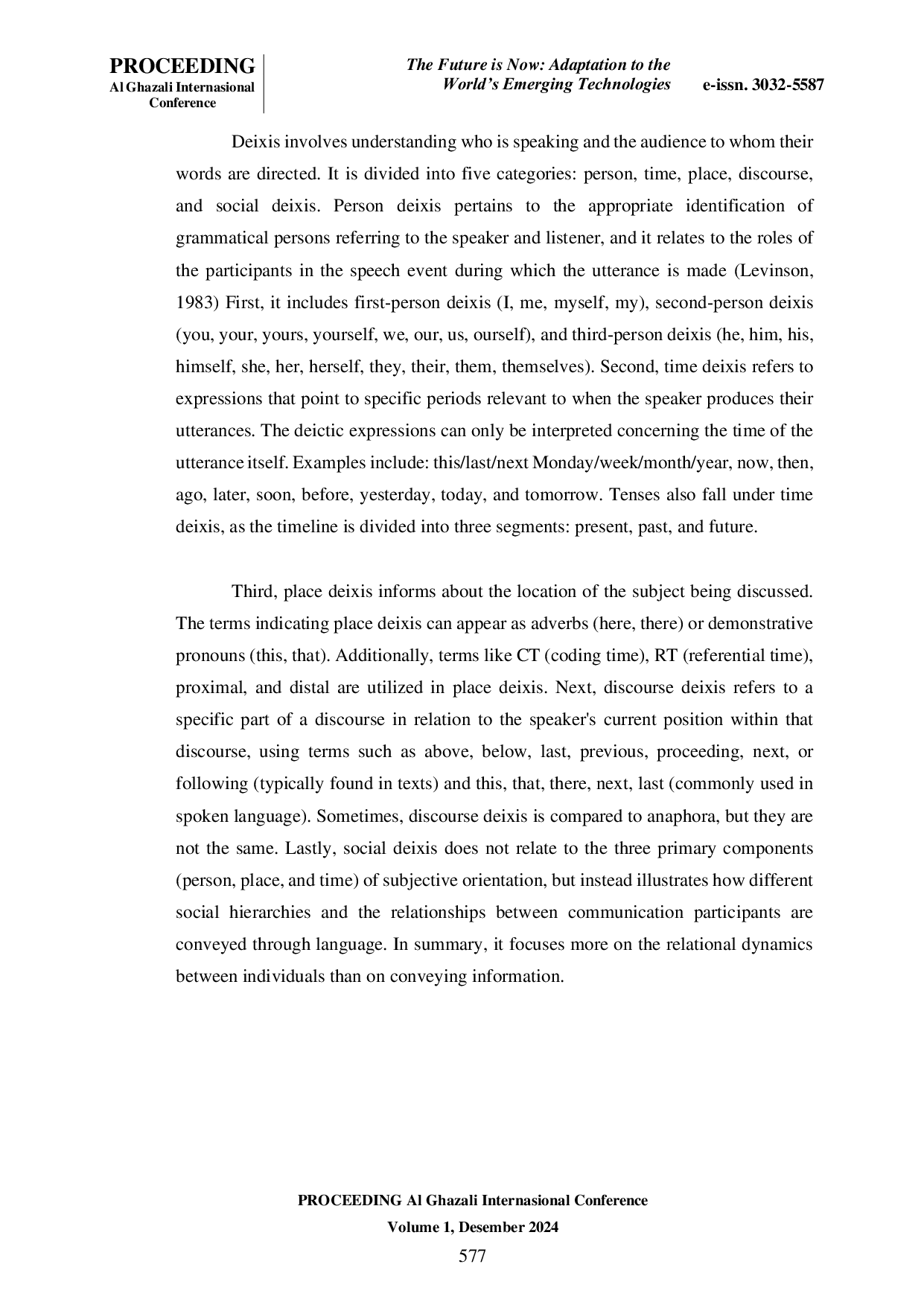 JURIS ANALYSIS PRAGMATICS OF DEIXIS IN CONVERSATIONS IN INSTANT MESSAGING APPLICATIONS A Case Study On WhatsApp