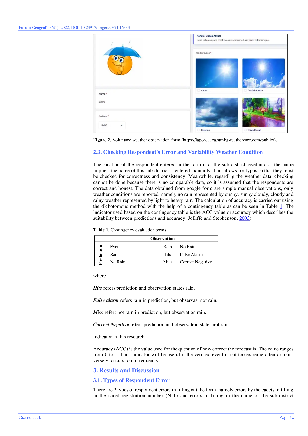 juris Verification of Weather Predictions Using Voluntary Weather Observations Via WhatsApp and Google Forms During the Dry Season 2021