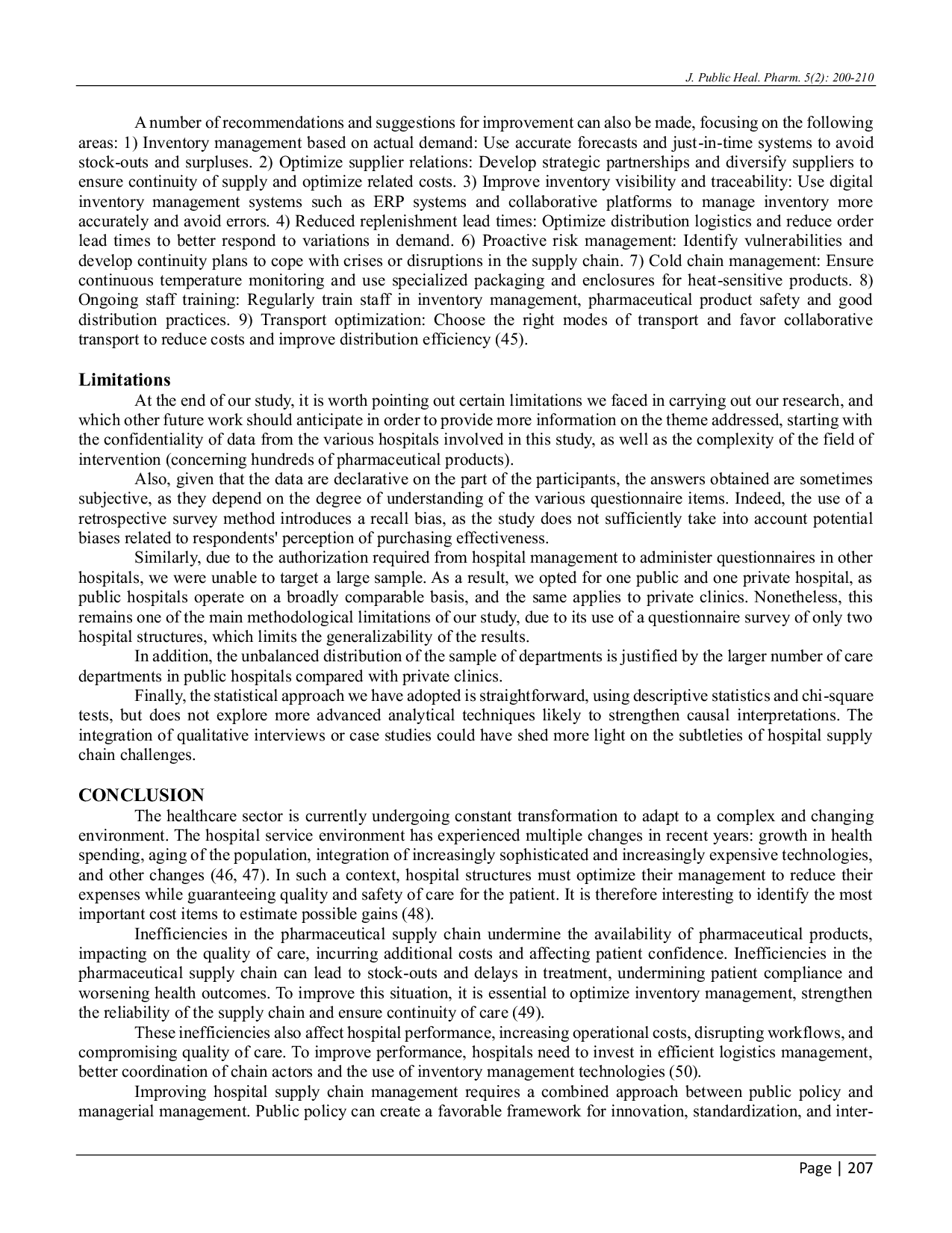 JURIS A Benchmark of Supply Management Models for Pharmaceutical Products from Pharmacies in Public and Private Hospital Structures