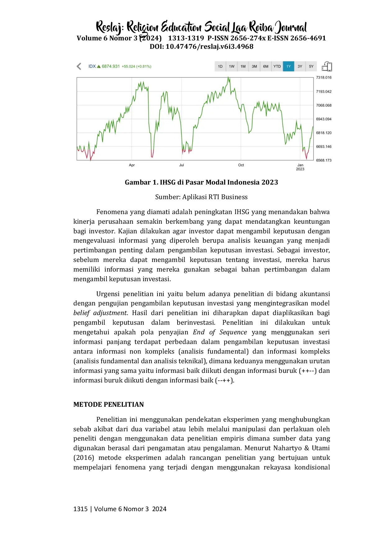 JURIS Pengujian dalam Pengambilan Keputusan Investasi Menggunakan Model Belief Adjustment dengan Pola Penyajian End of Sequence