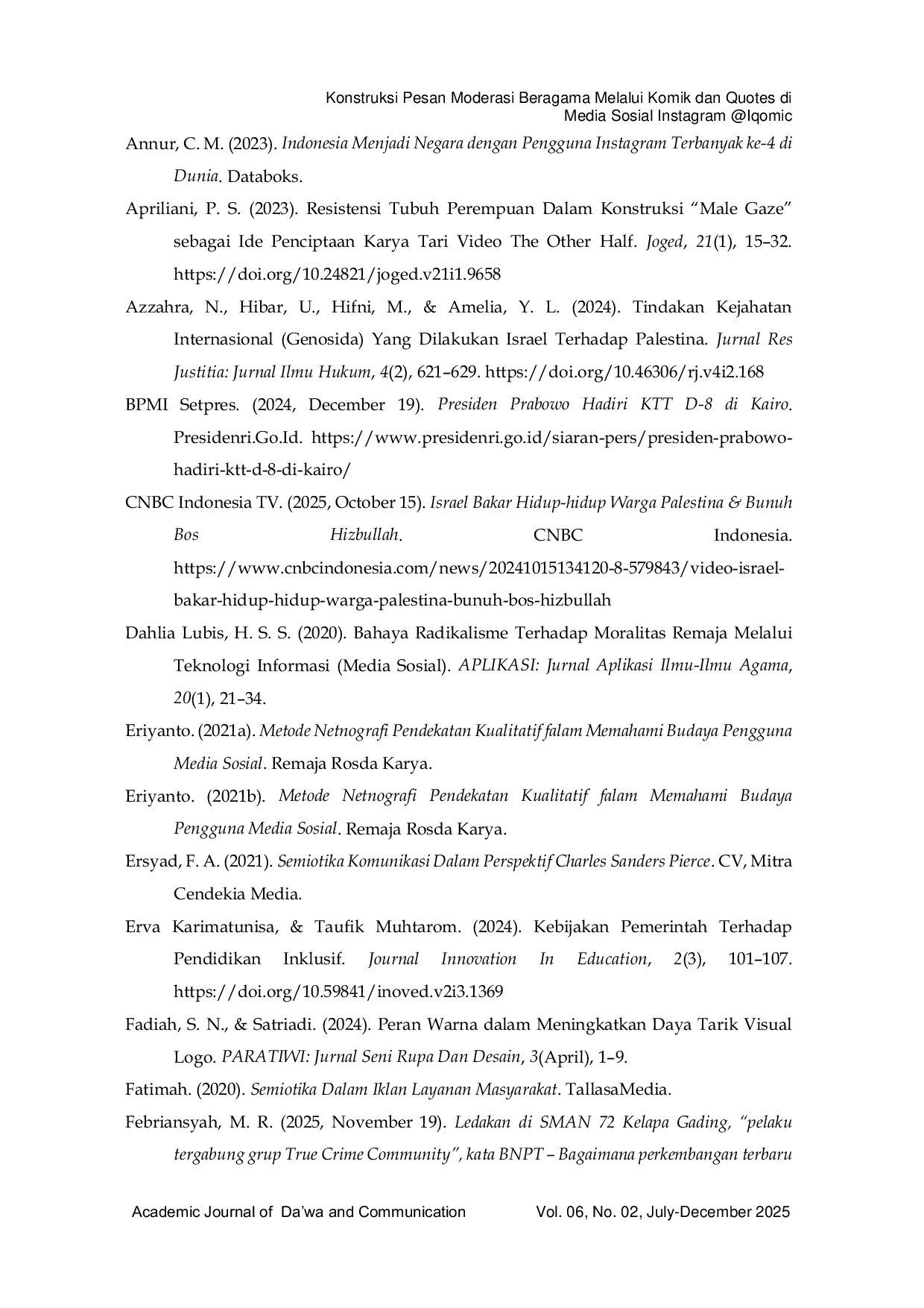 JURIS Konstruksi Pesan Moderasi Beragama Melalui Komik dan Quotes di Media Sosial Instagram Iqomic