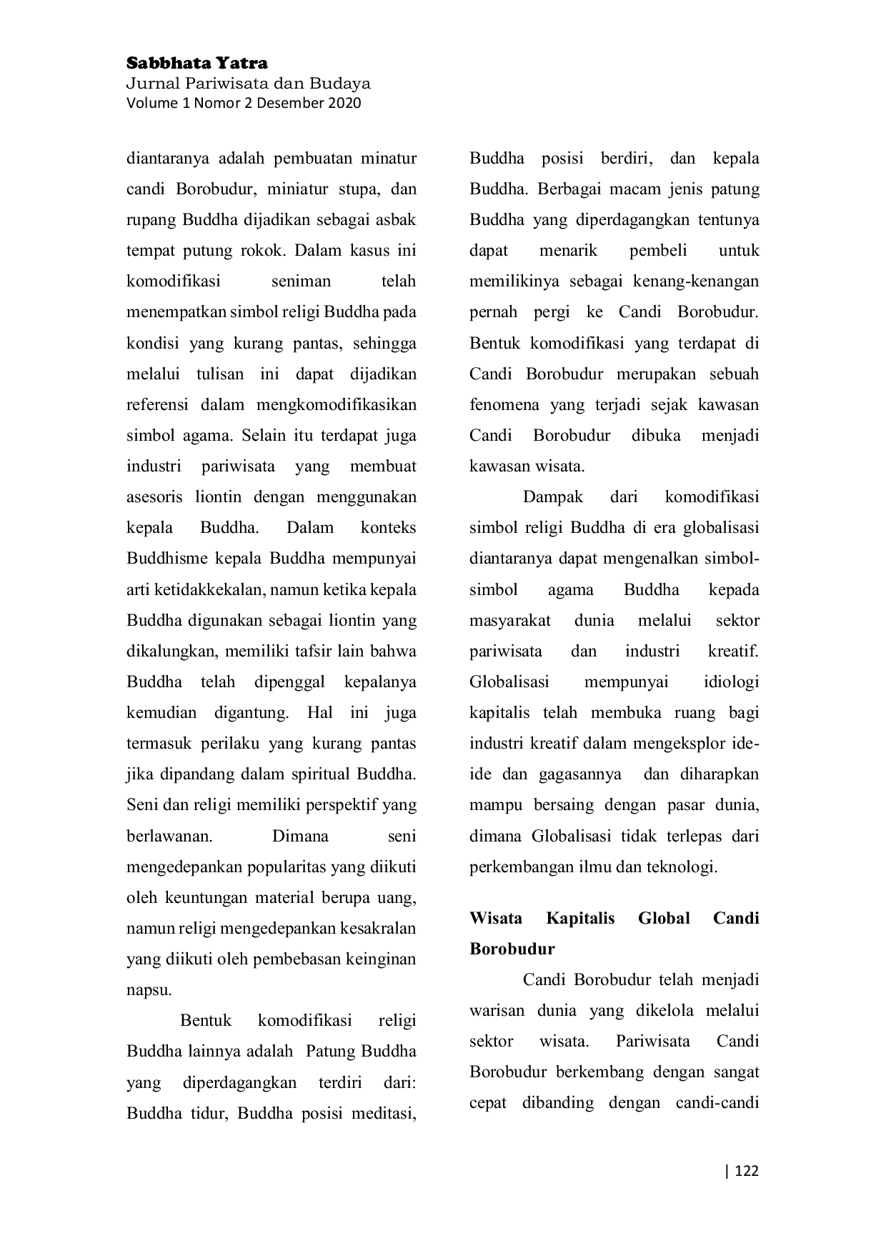 JURIS Nilai Simbol Candi Borobudur Dalam Wisata Kapitalis Global