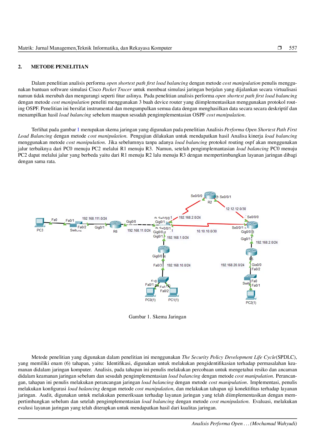 JURIS Analisis Performa Open Shortest Path First Load Balancing dengan Metode Cost Manipulation
